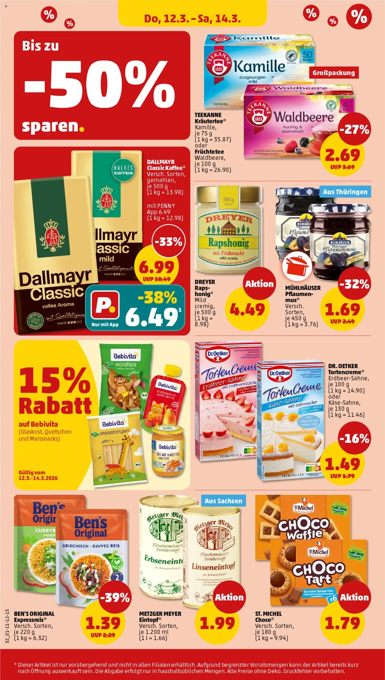 Penny Prospekt 	 – gültig ab 09.03.2026 | Seite: 34 | Produkte: Schlagsahne, Äpfel, Dallmayr, Reis