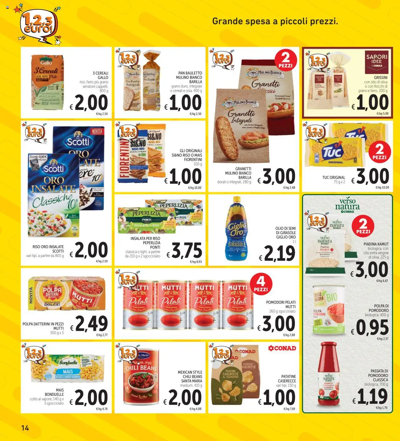 Volantino Spazio Conad del 12.08.2025 | Pagina: 14 | Prodotti: Fiocchi, Pomodoro, Grissini, Olio di Oliva