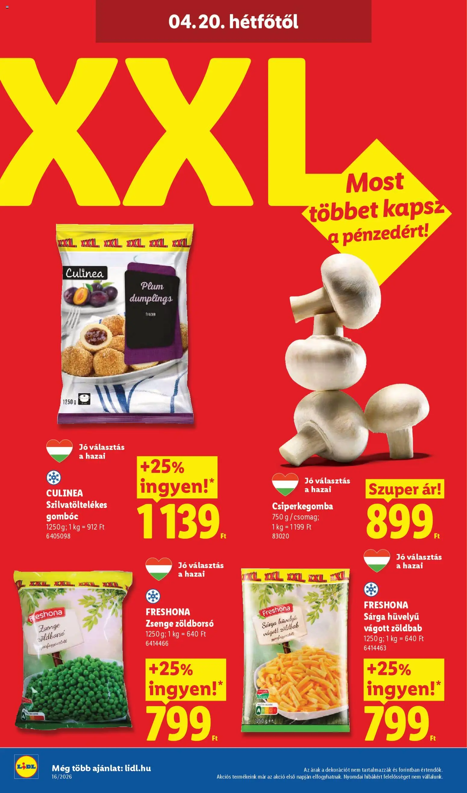 Lidl akciós ujság - amely érvényes a következő dátumtól: 16.04.2026 | Oldal: 50 | Termékek: Zöldborsó, Csiperkegomba, Zöldbab