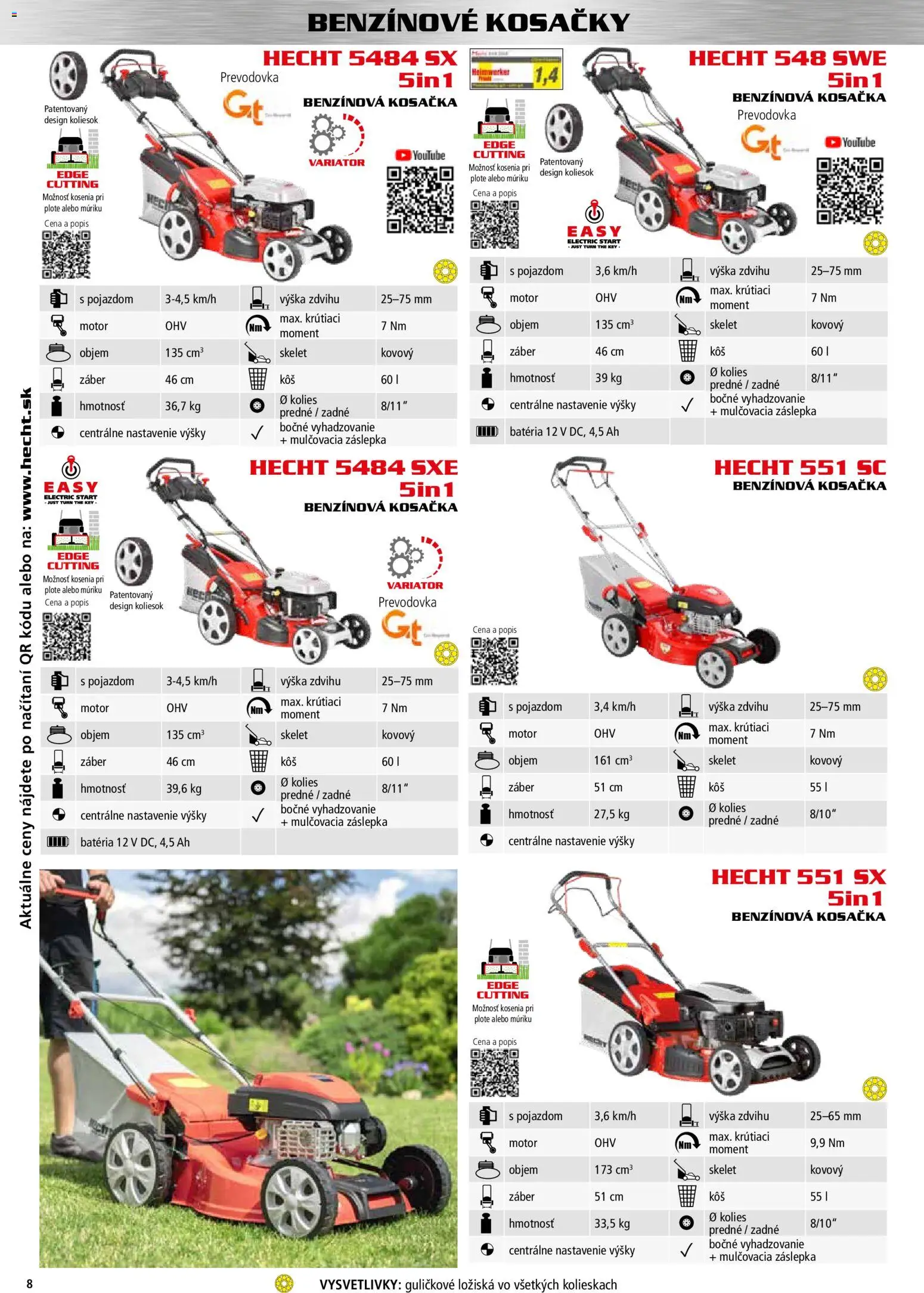 Nové Hecht akcie – leták je platný od 30.10.2025 | Strana: 8 | Produkty: Kosačka, Kosačky, Batéria