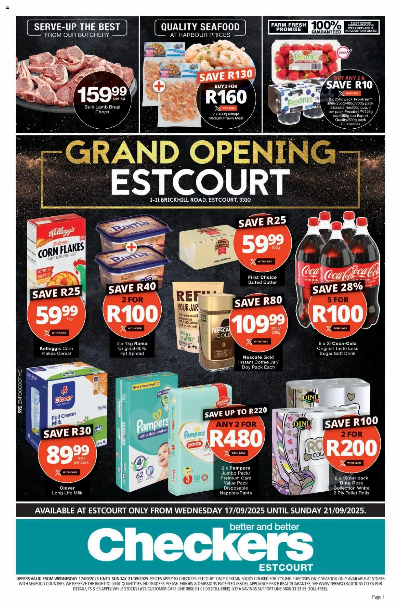 New Checkers catalogue – valid from 17.09.2025 | Page: 1 | Products: Blueberries, Milk, Butter, Seafood