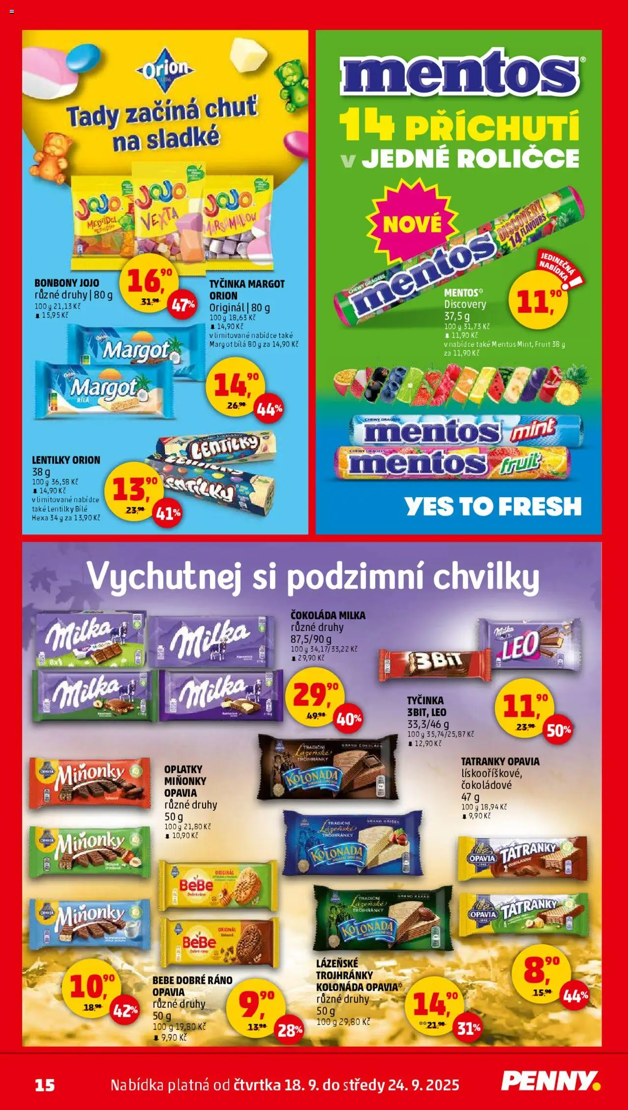 Penny Market leták - Čtvrtečník od 18.09.2025 | Strana: 15 | Produkty: Jojo, Milka, Oplatky, Bebe