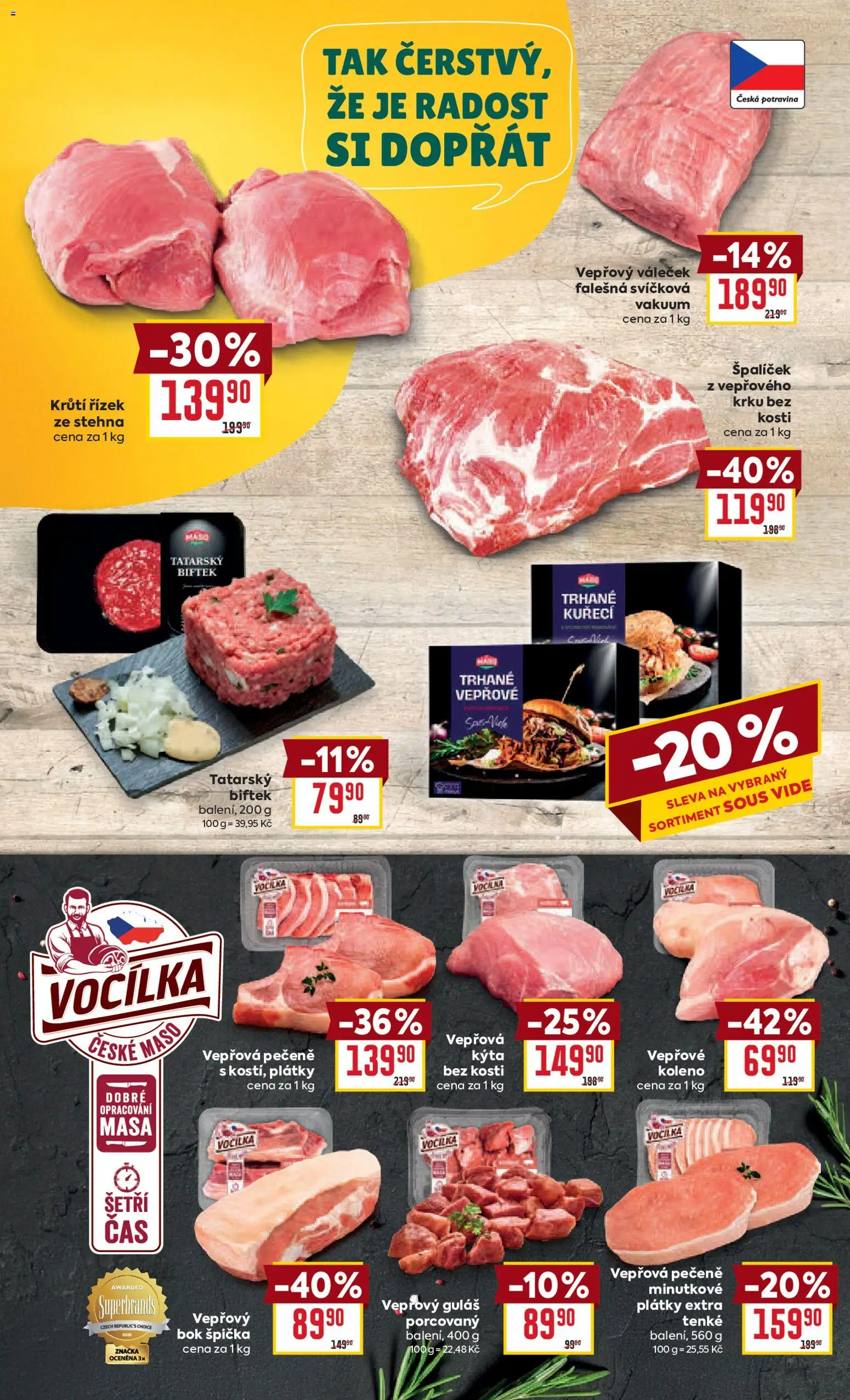 Billa Velký leták od 11.03.2026 | Strana: 10 | Produkty: Vepřová pečeně, Sous vide, Tatarský biftek, Váleček