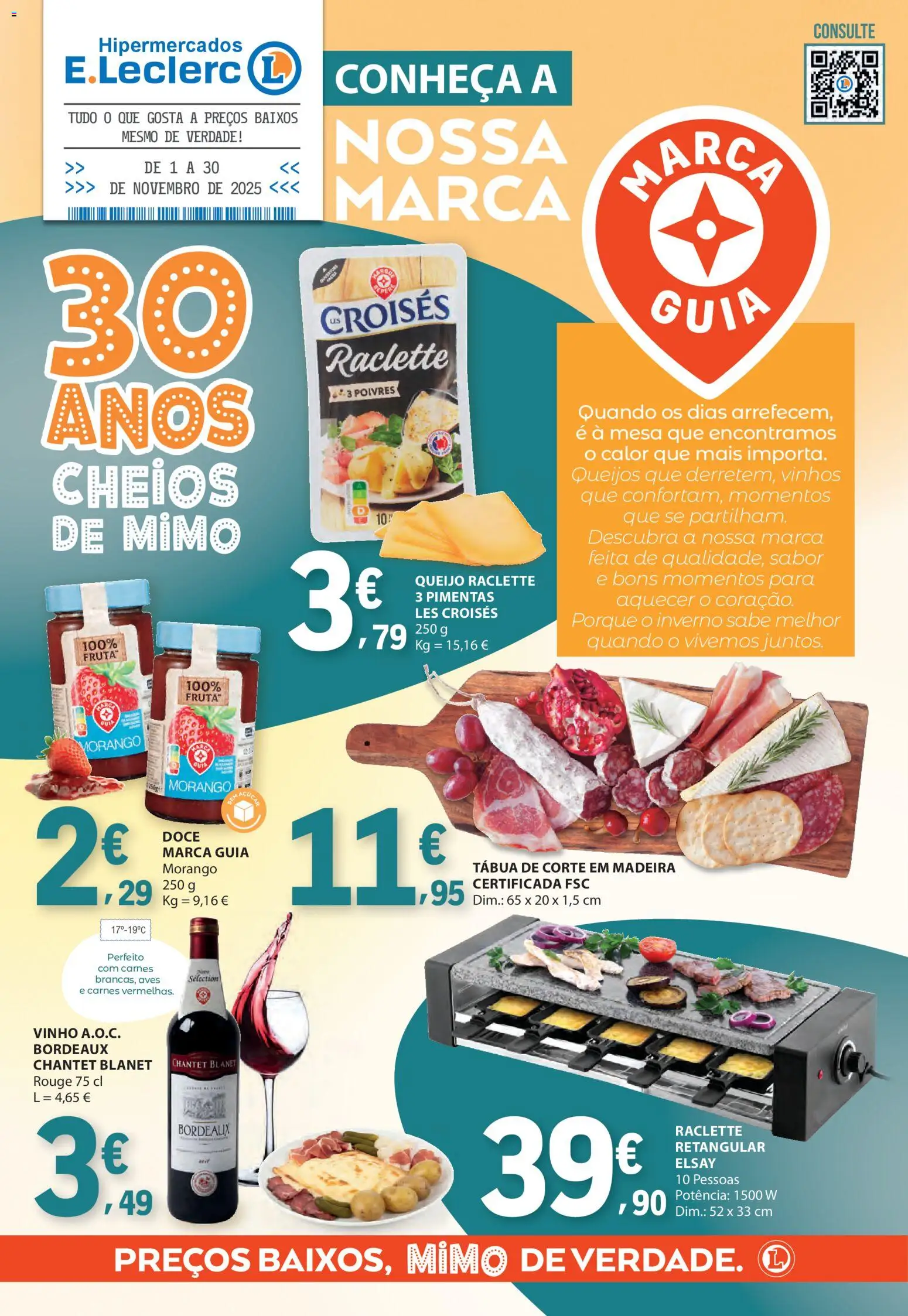 E.Leclerc Folheto da Nossa Marca │ válido de 01.11.2025 | Página: 1 | Produtos: Tábua, Queijo, Vinho, Açúcar