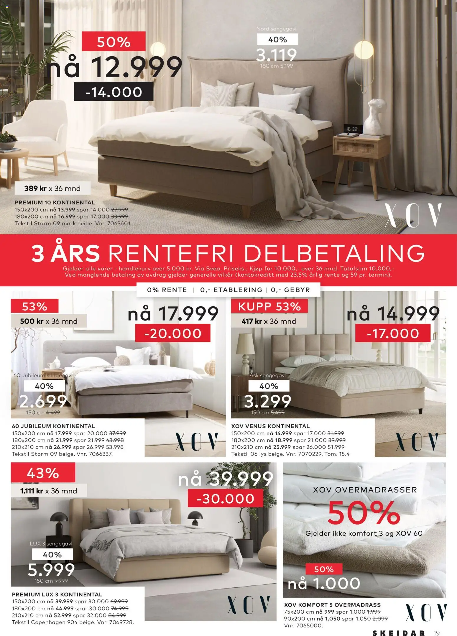 {H1} | Side: 19 | Produkter: Overmadrass, Lys, Sengegavl