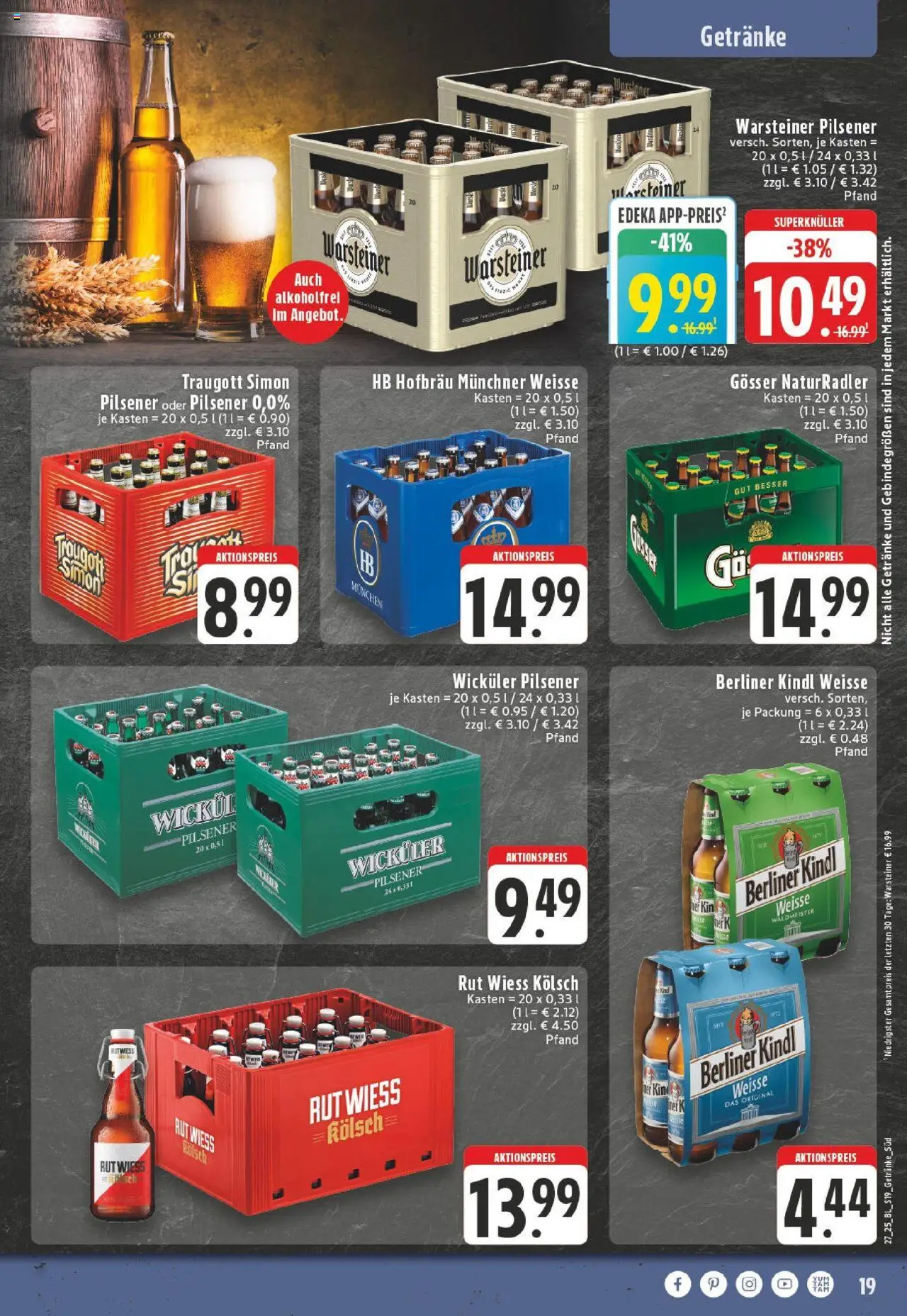 Edeka prospekt Horhausen	 - gültig ab dem 29.06.2025 | Seite: 19 | Produkte: Berliner, Radler, Warsteiner