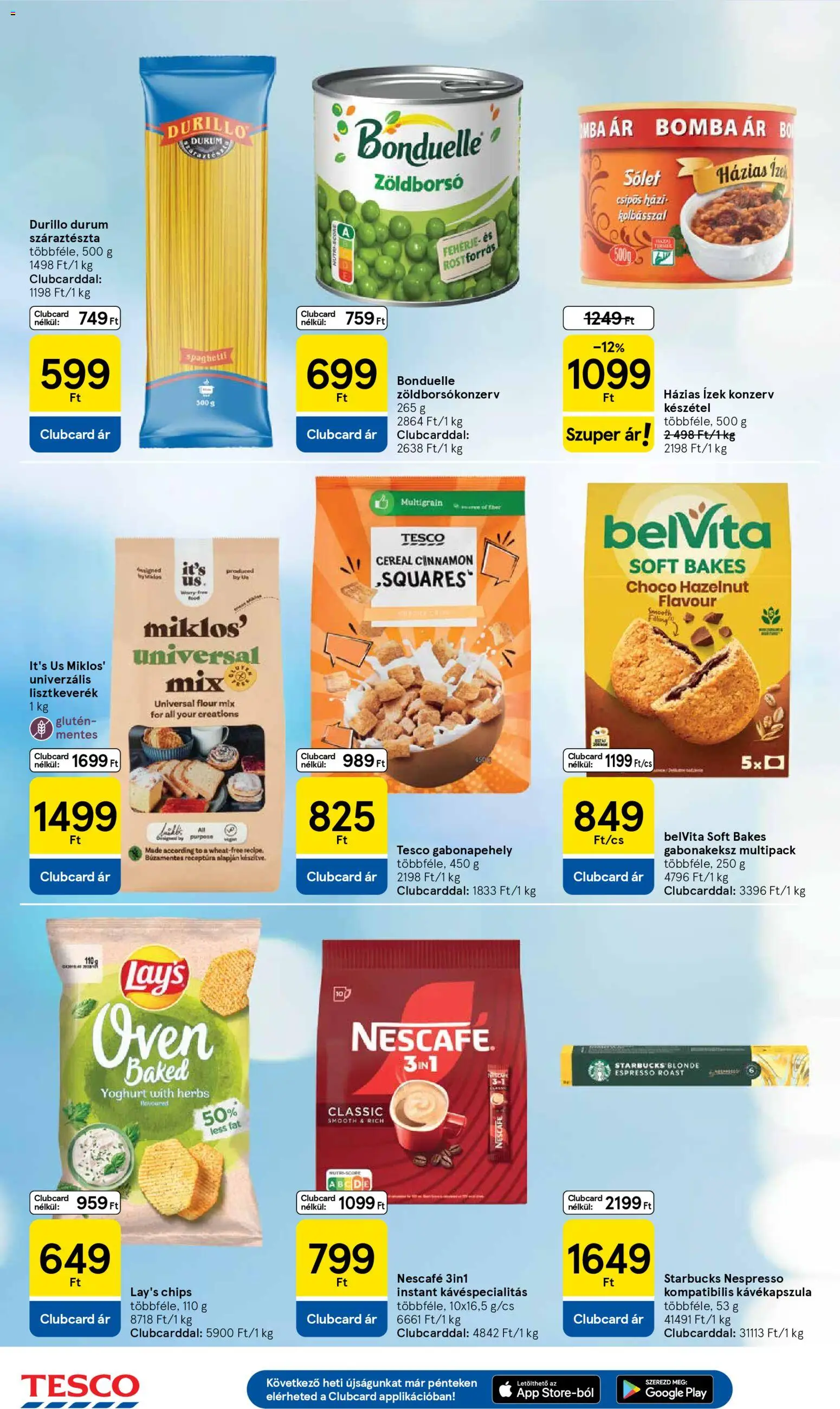 Tesco akciós ujság - amely érvényes a következő dátumtól: 16.04.2026 | Oldal: 4 | Termékek: Nescafé, Chips, Fehérje, Készétel