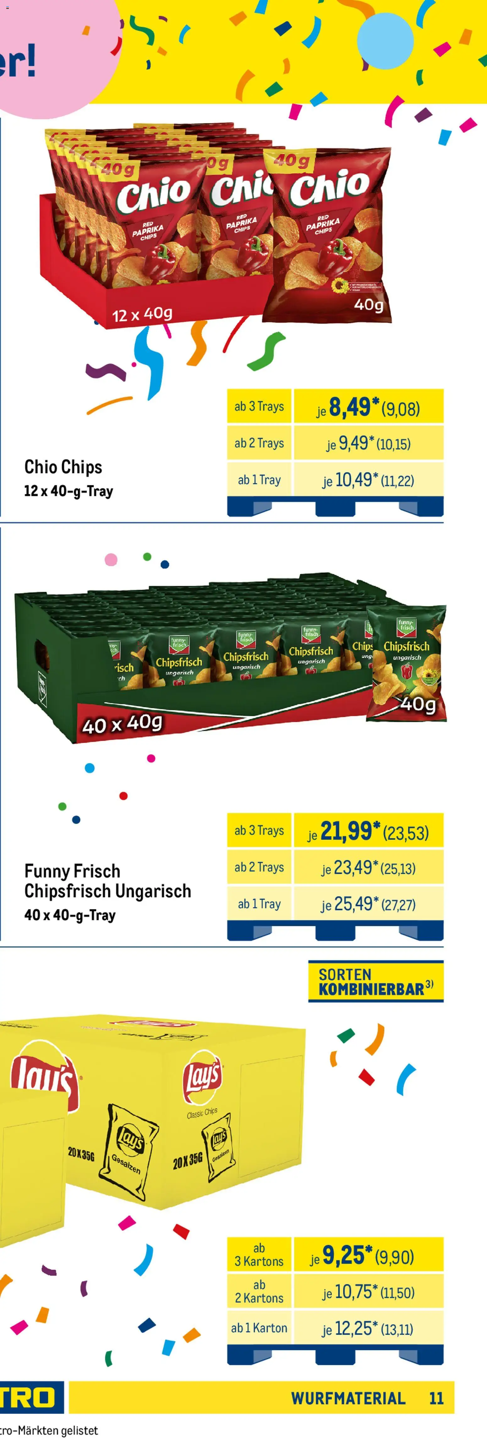 Metro Wurfmaterial Karneval – gültig ab 01.10.2025 | Seite: 21 | Produkte: Funny frisch, Paprika, Chips