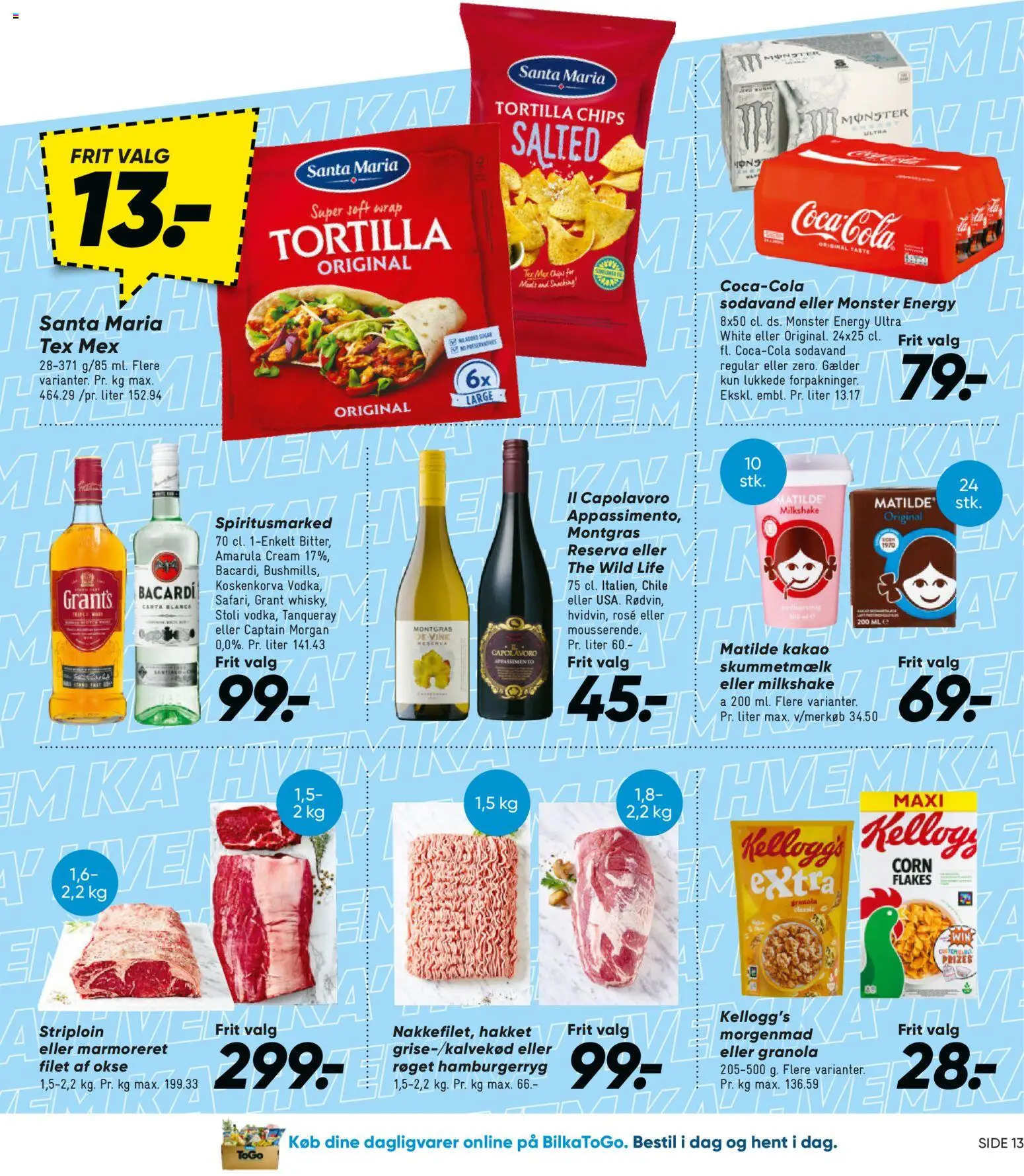 Bilka tilbudsavis – gyldig fra 30.01.2026 | Side: 13 | Produkter: Chips, Sodavand, Milkshake, Kakao