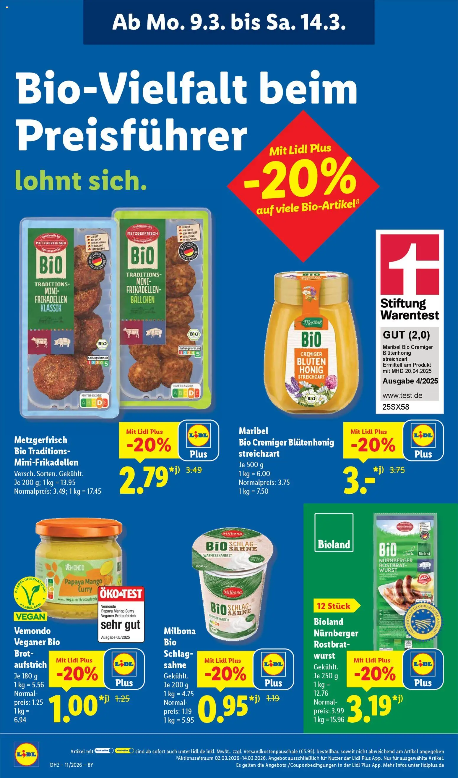 Lidl Prospekt Uffenheim – gültig ab 09.03.2026 | Seite: 12 | Produkte: Mango, Wurst, Brot, Sahne