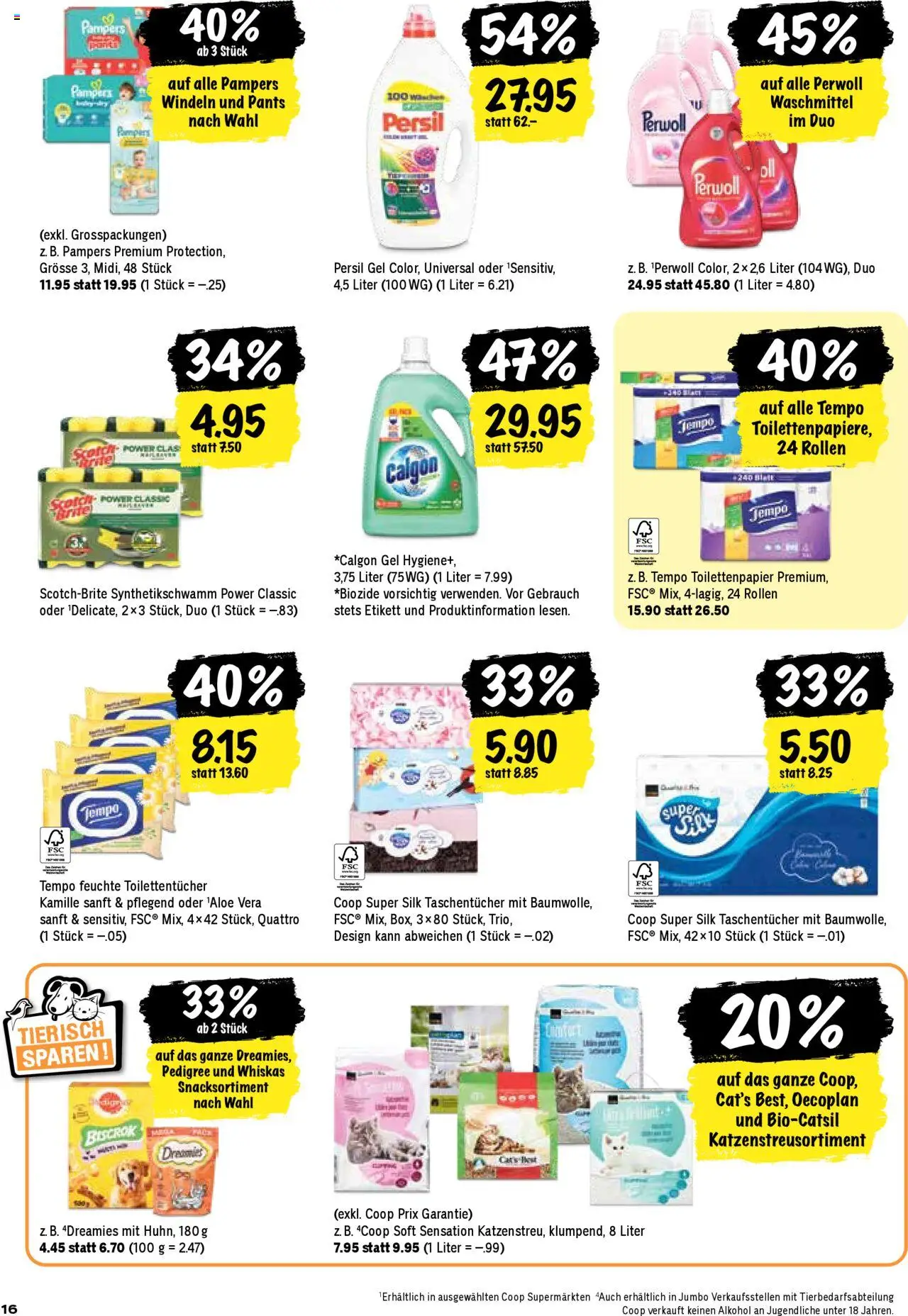 Coop Aktionen ab 14.08.2025 | Seite: 16 | Produkte: Waschmittel, Pampers, Toilettenpapier