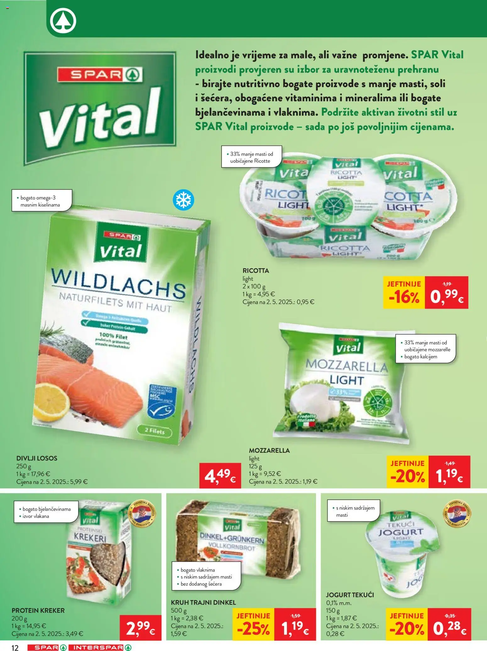 Spar katalog | vrijedi od 08.04.2026 | Stranica: 14 | Proizvodi: Mozzarella, Jogurt, Kruh, Losos