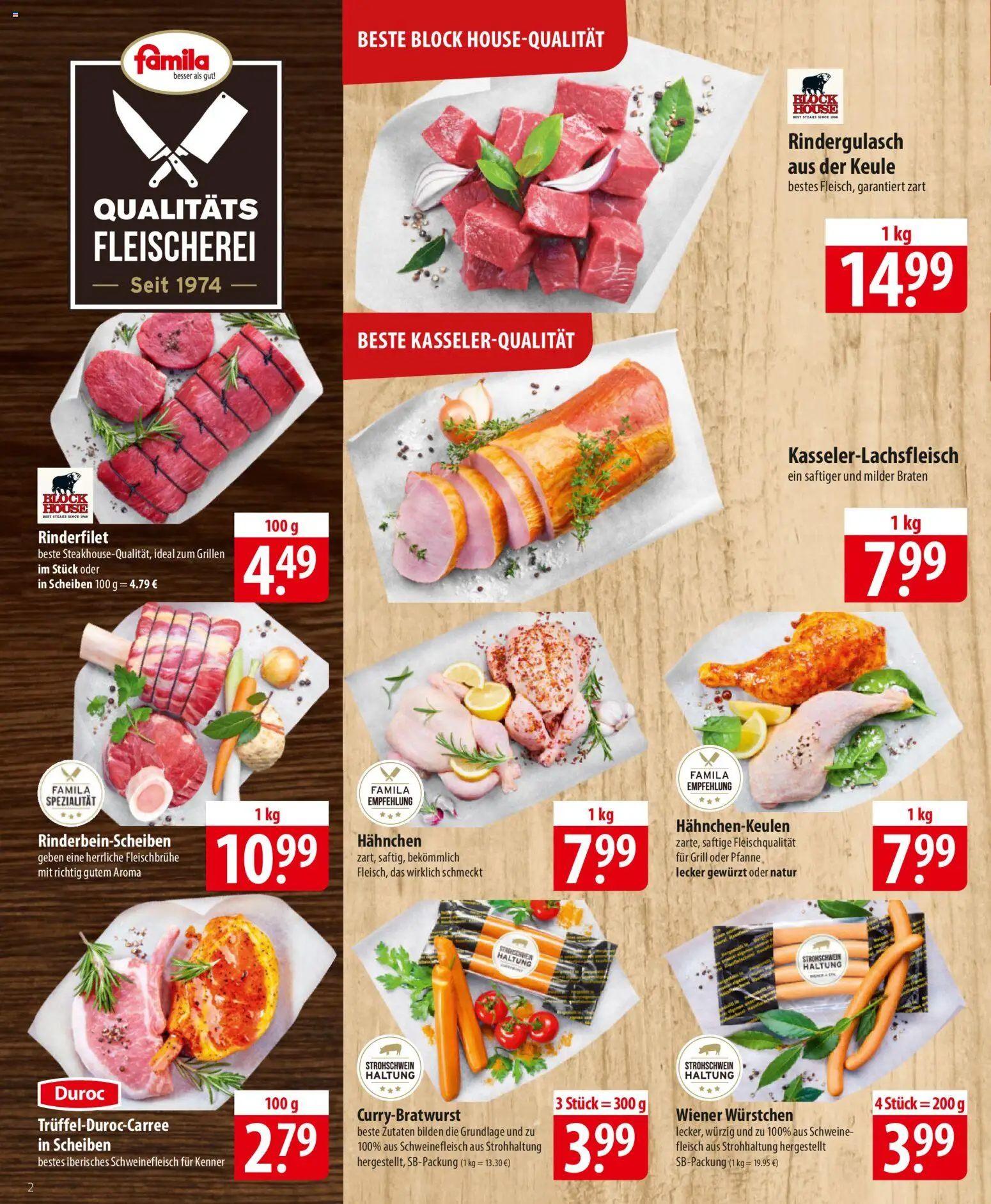 Famila Prospekt 	 – gültig ab 12.01.2026 | Seite: 2 | Produkte: Rindergulasch, Hahnchen, Schweinefleisch, Fleisch