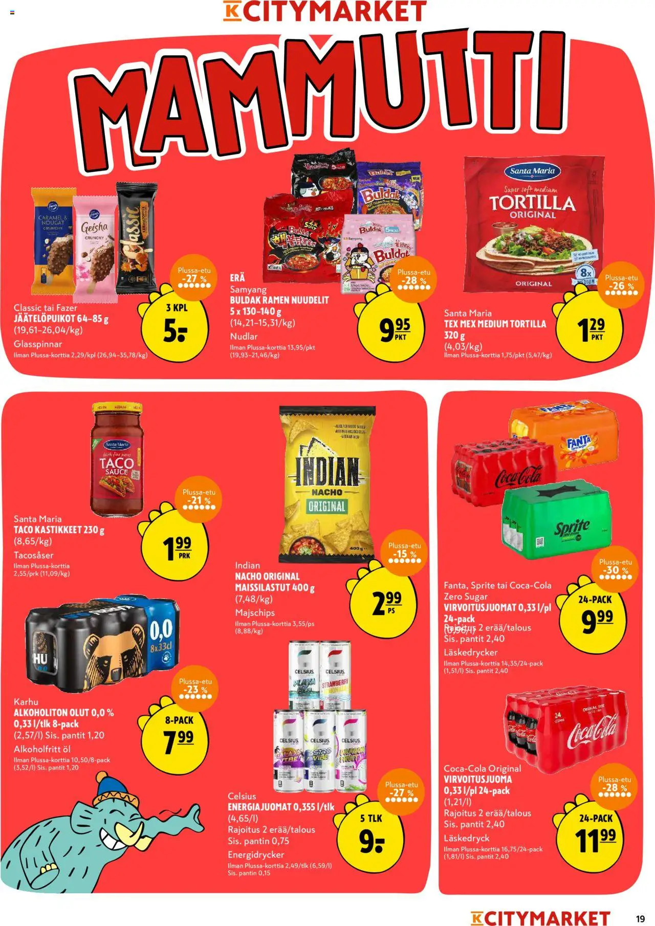 K-Citymarket tarjoukset – voimassa 16.10.2025 alkaen | Sivu: 19 | Tuotteet: Sprite, Coca cola, Fanta, Nuudelit