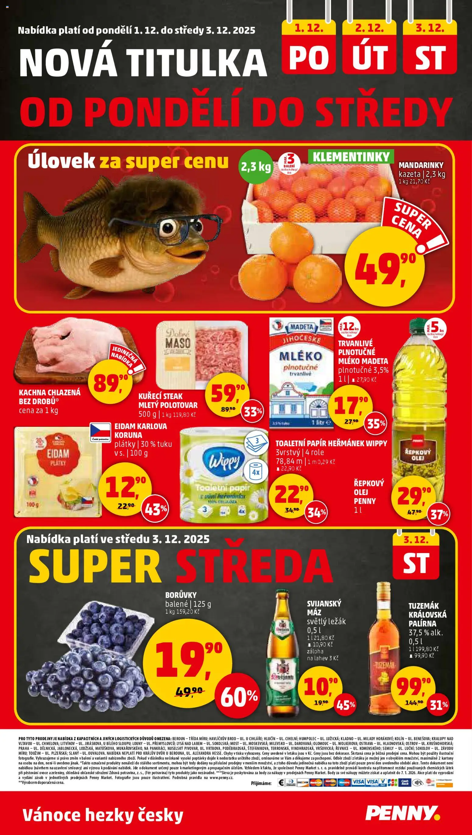 Penny Market leták - Čtvrtečník od 27.11.2025 | Strana: 28 | Produkty: Mléko, Mandarinky, Borůvky, Toaletní papír