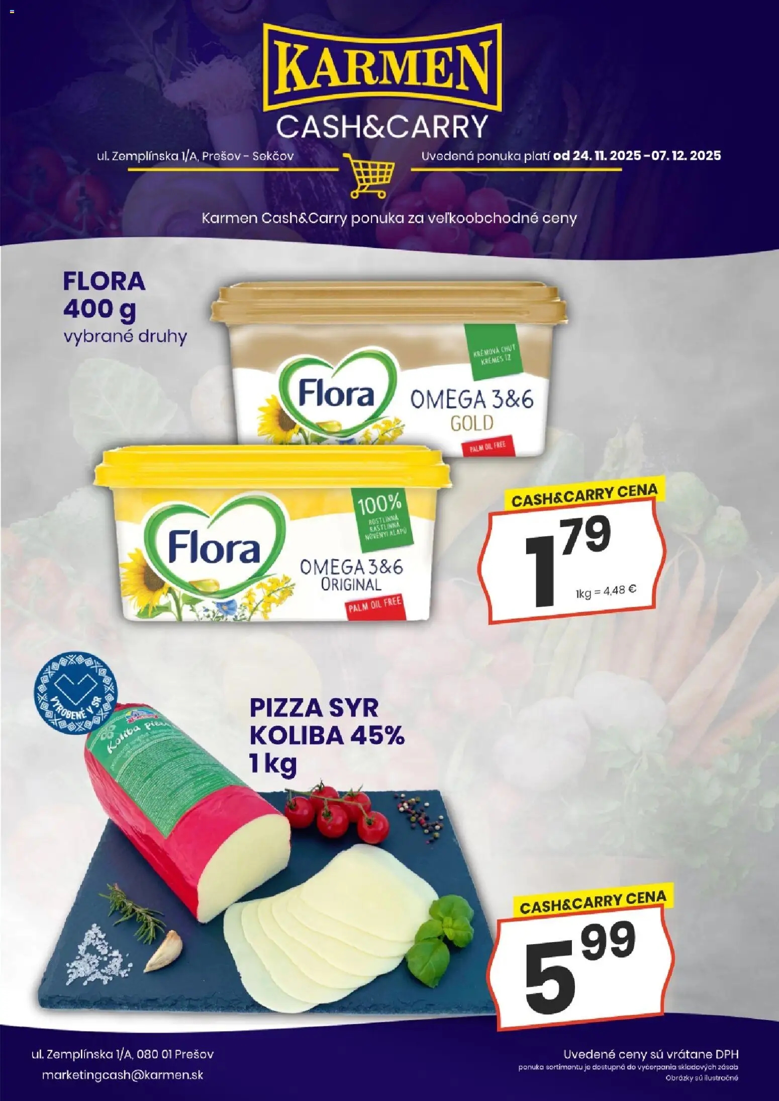 Nové KARMEN CBA akcie – leták je platný od 24.11.2025 | Strana: 6 | Produkty: Syr, Pizza, Flora
