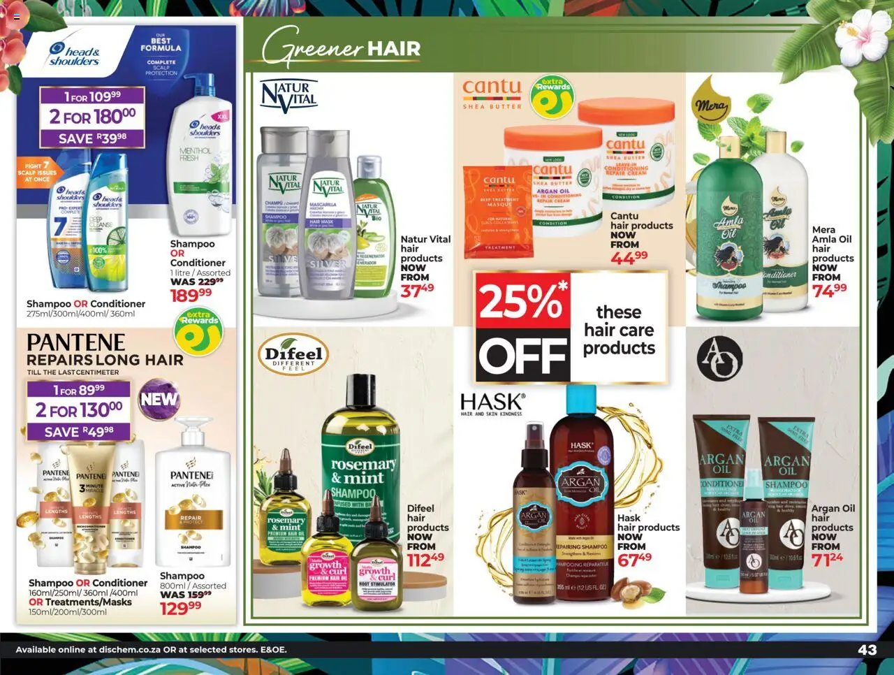 Dis-Chem - Beauty Fair │ valid from 21.08.2025 | Page: 44 | Products: Shampoo, Hair oil, Mask, Cream