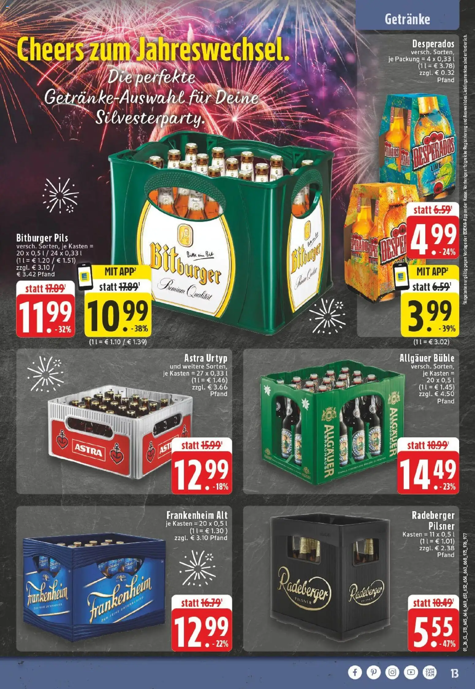Edeka prospekt Mülheim / Ruhr	 – gültig ab 28.12.2025 | Seite: 13 | Produkte: Pils, Astra, Desperados, Radeberger pilsner