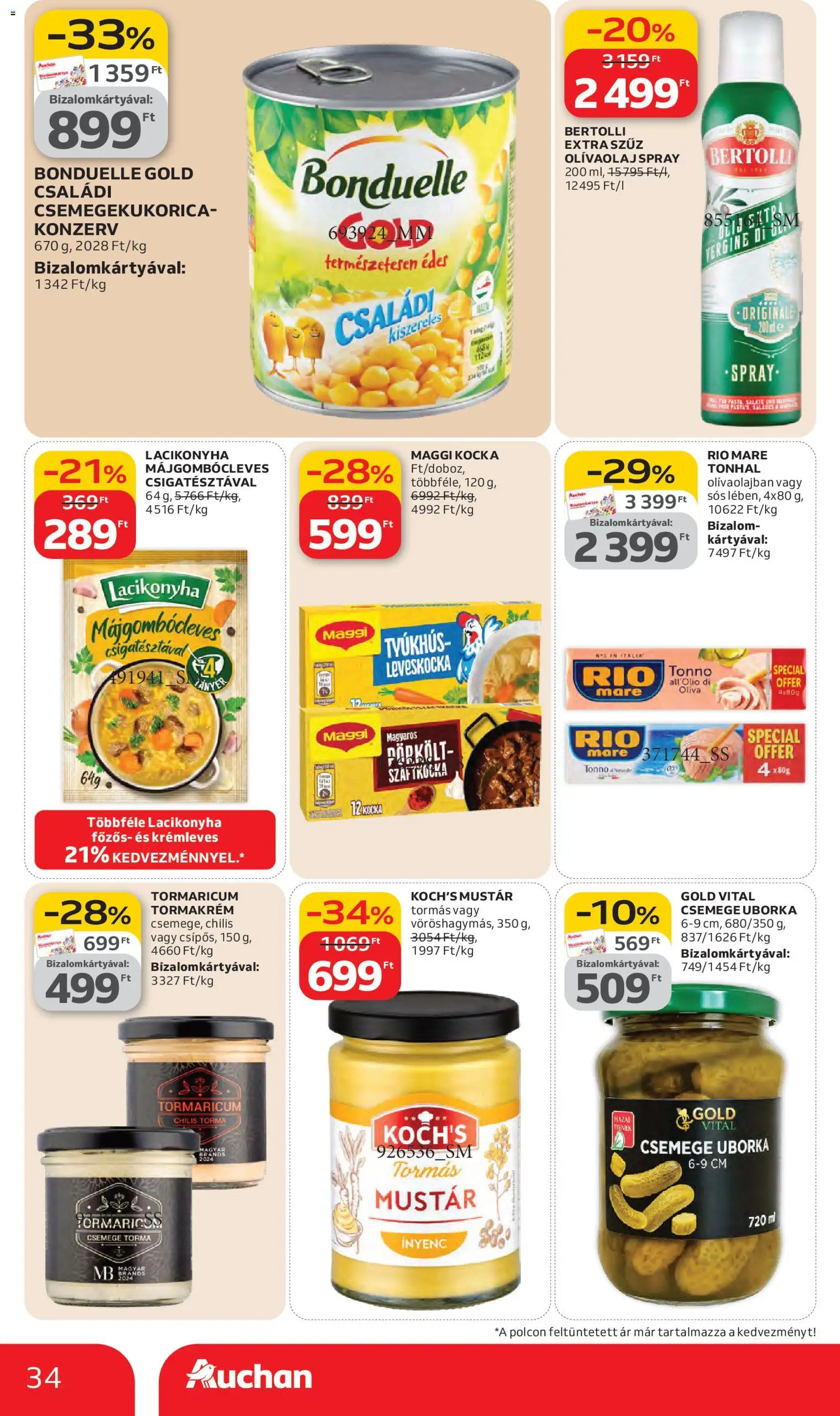 Auchan akciós ujság - amely érvényes a következő dátumtól: 05.03.2026 | Oldal: 34 | Termékek: Csemegekukorica, Torma, Maggi, Tormakrém