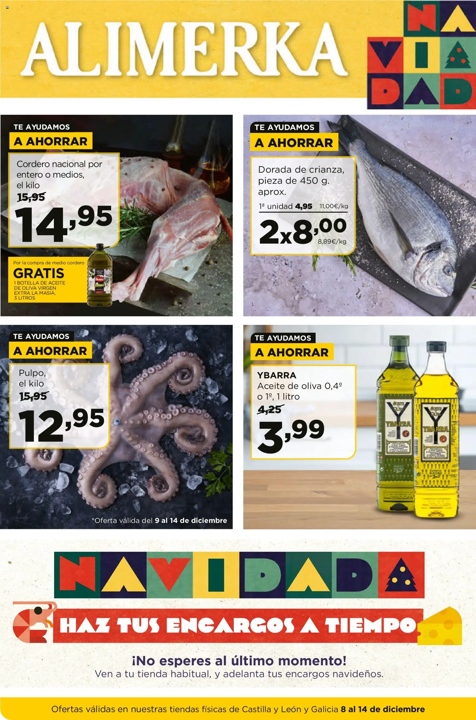 Alimerka folleto Castilla y León │ válido desde el 08.12.2025 | Página: 1 | Productos: Aceite, Aceite de oliva, Aceite de oliva virgen extra, Φίλτρο καφέ