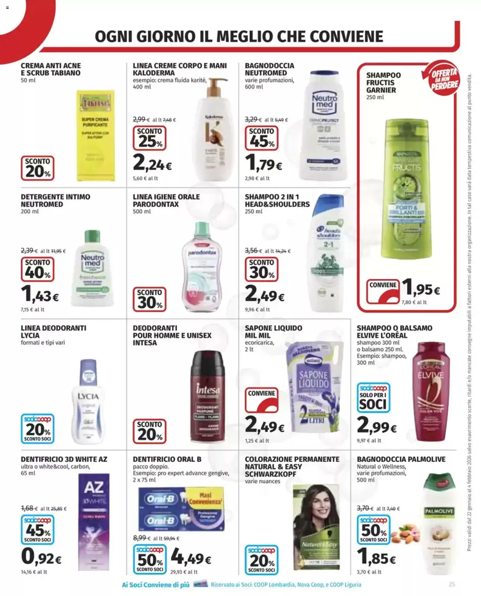 Volantino COOP del 22.01.2026 | Pagina: 25 | Prodotti: Shampoo, Sapone, Detergente intimo, Detergente