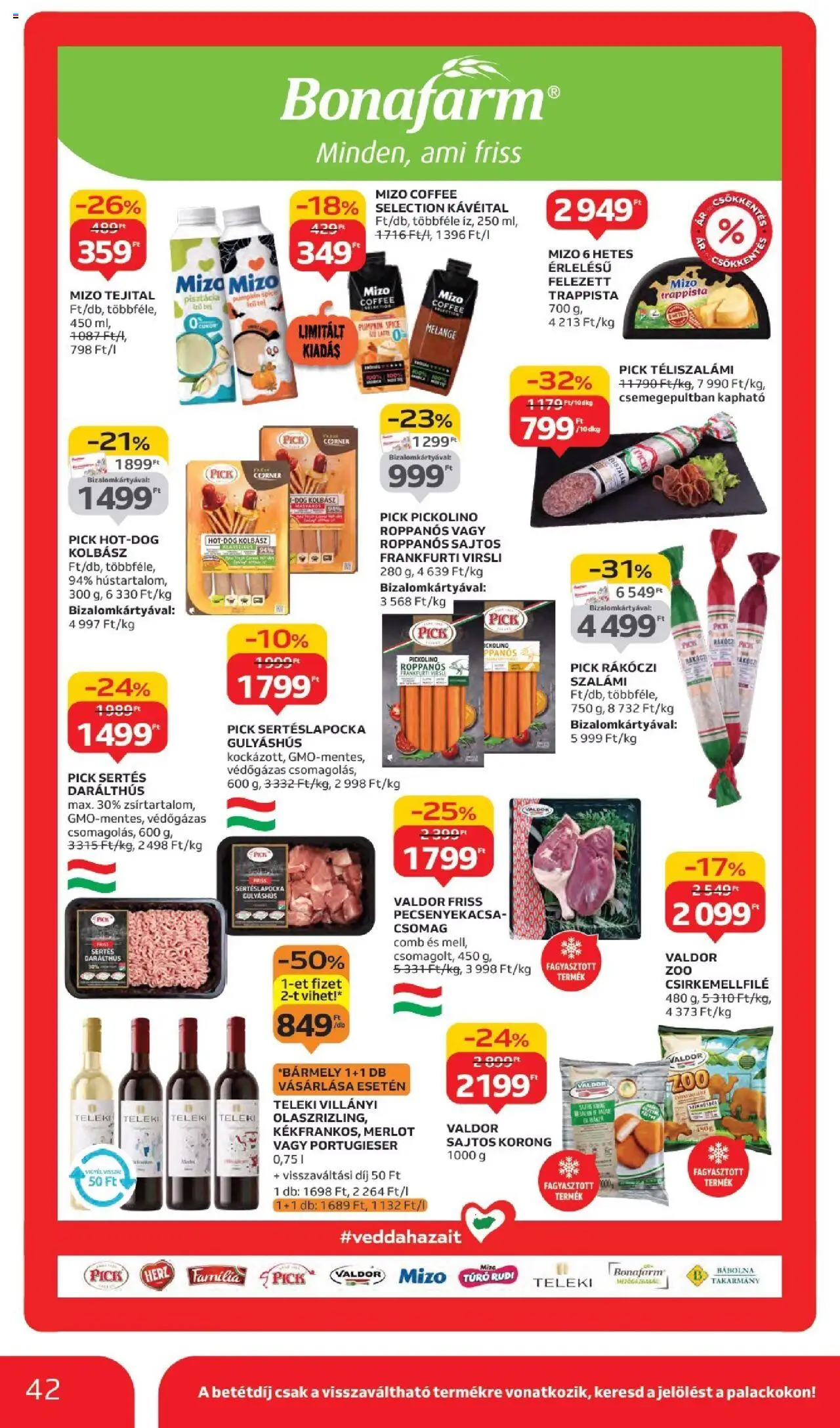 Auchan akciós ujság - amely érvényes a következő dátumtól: 02.10.2025 | Oldal: 42 | Termékek: Virsli, Túró rudi, Szalámi, Téliszalámi