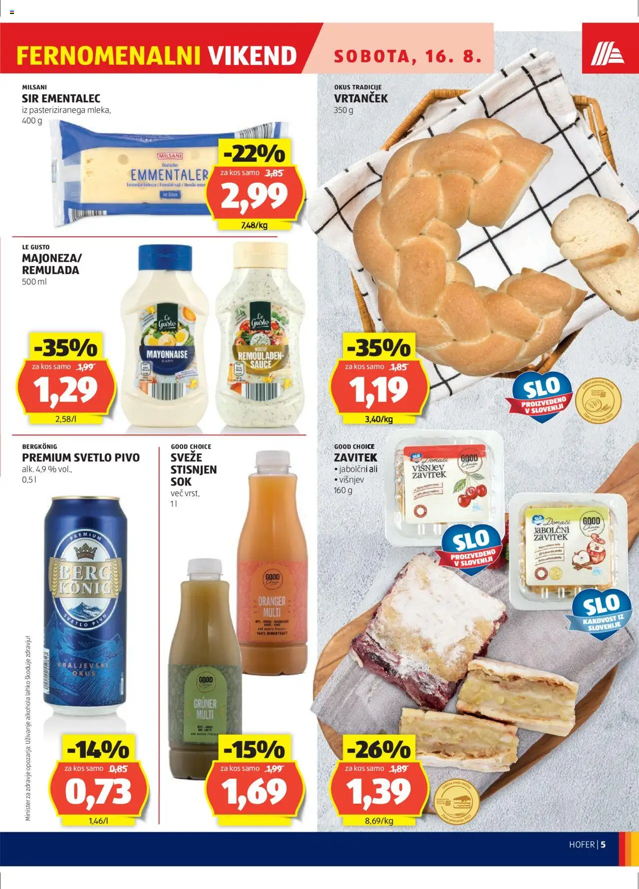 Hofer SI katalog | vrijedi od 14.08.2025 | Stranica: 5 | Proizvodi: Sir, Pivo