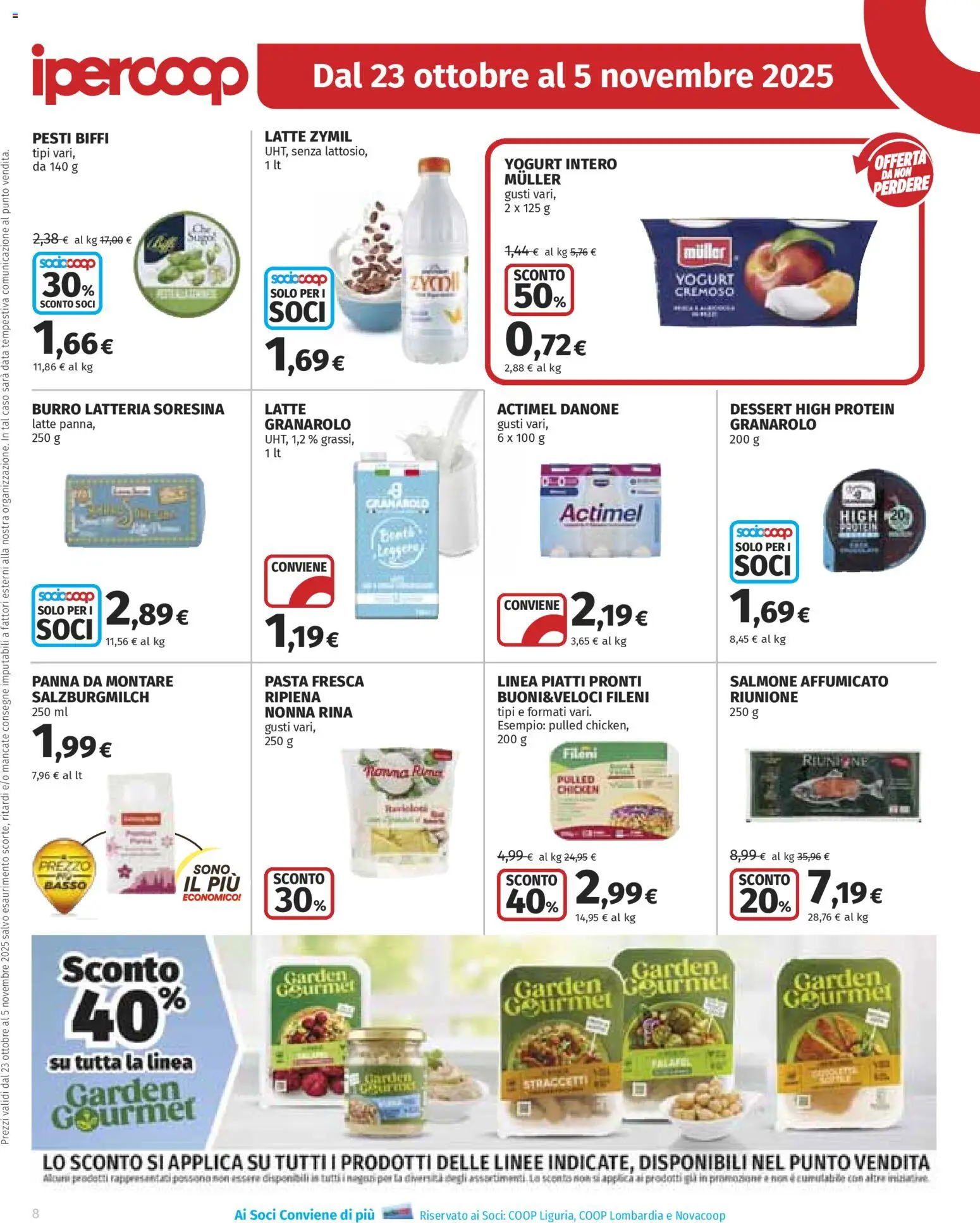 Volantino Ipercoop del 23.10.2025 | Pagina: 8 | Prodotti: Panna, Latte, Burro, Data