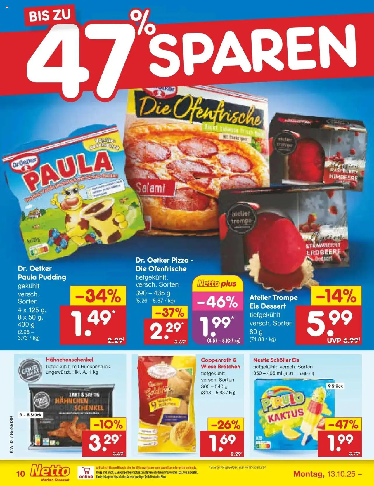 Netto Marken-Discount Prospekt 	 – gültig ab 13.10.2025 | Seite: 12 | Produkte: Hahnchen, Pudding, Ofenfrische, Salami