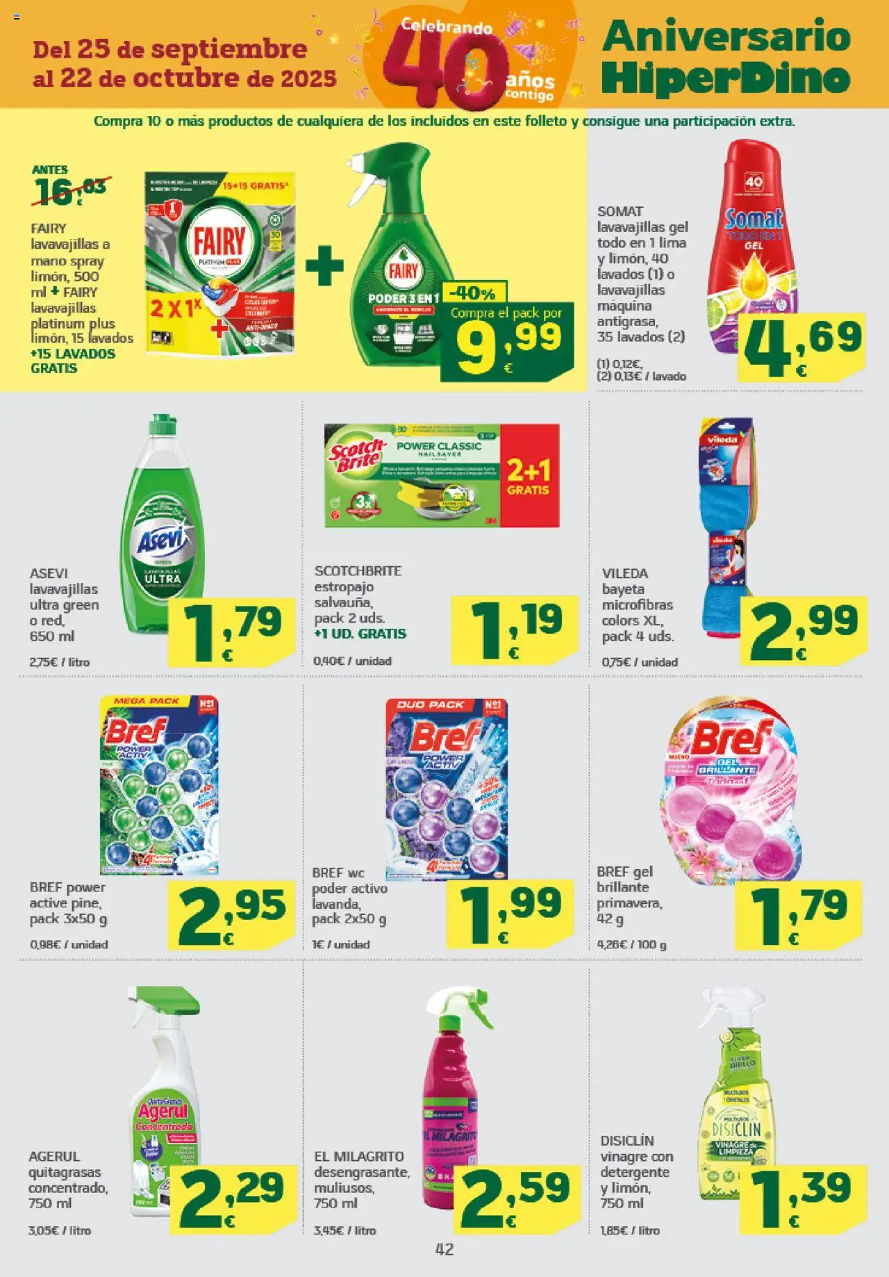 HiperDino folleto │ válido desde el 09.10.2025 | Página: 42 | Productos: Lima, Detergente, Lavavajillas, Δεξαμενή