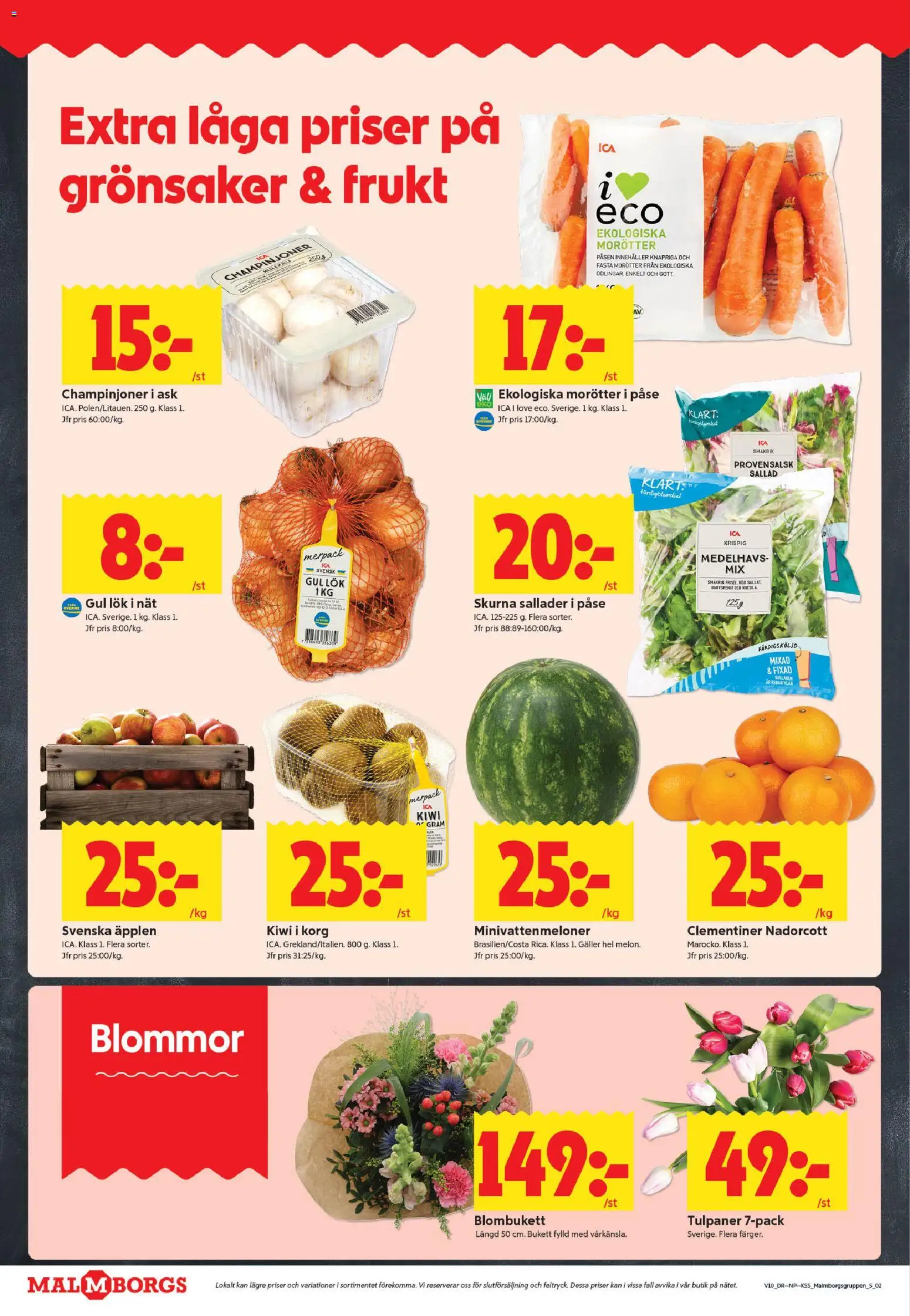 ICA Kvantum reklamblad aktuell från 02.03.2026 | Sida: 2 | Produkter: Champinjoner, Gul lök, Äpplen, Kiwi