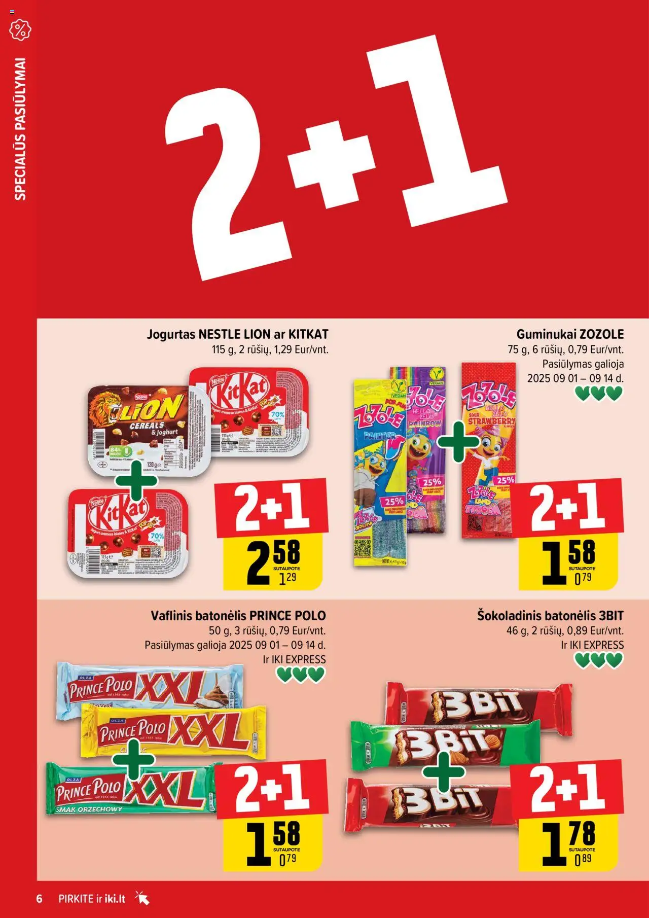 IKI akcijos nuo 08.09.2025 | Puslapis: 6 | Prekių: Jogurtas, Guminukai, Šokoladinis batonėlis