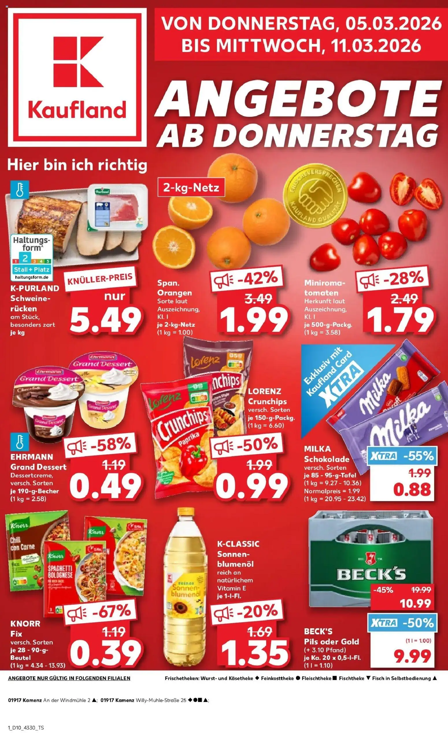 Kaufland Prospekt Kamenz	 – gültig ab 02.03.2026 | Seite: 13 | Produkte: Schokolade, Ehrmann grand dessert, Tomaten, Knorr