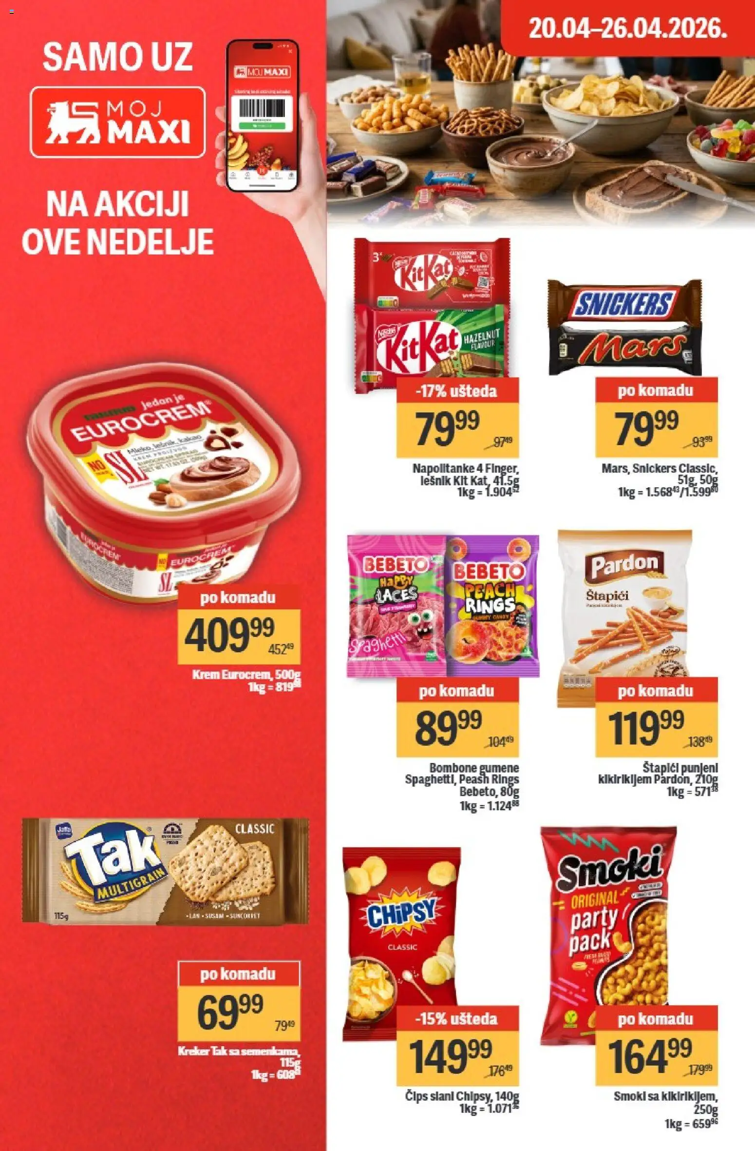 Maxi katalog - važi od 20.04.2026 | Strana: 26 | Proizvode: Bombone, Lešnik, Eurocrem, Napolitanke