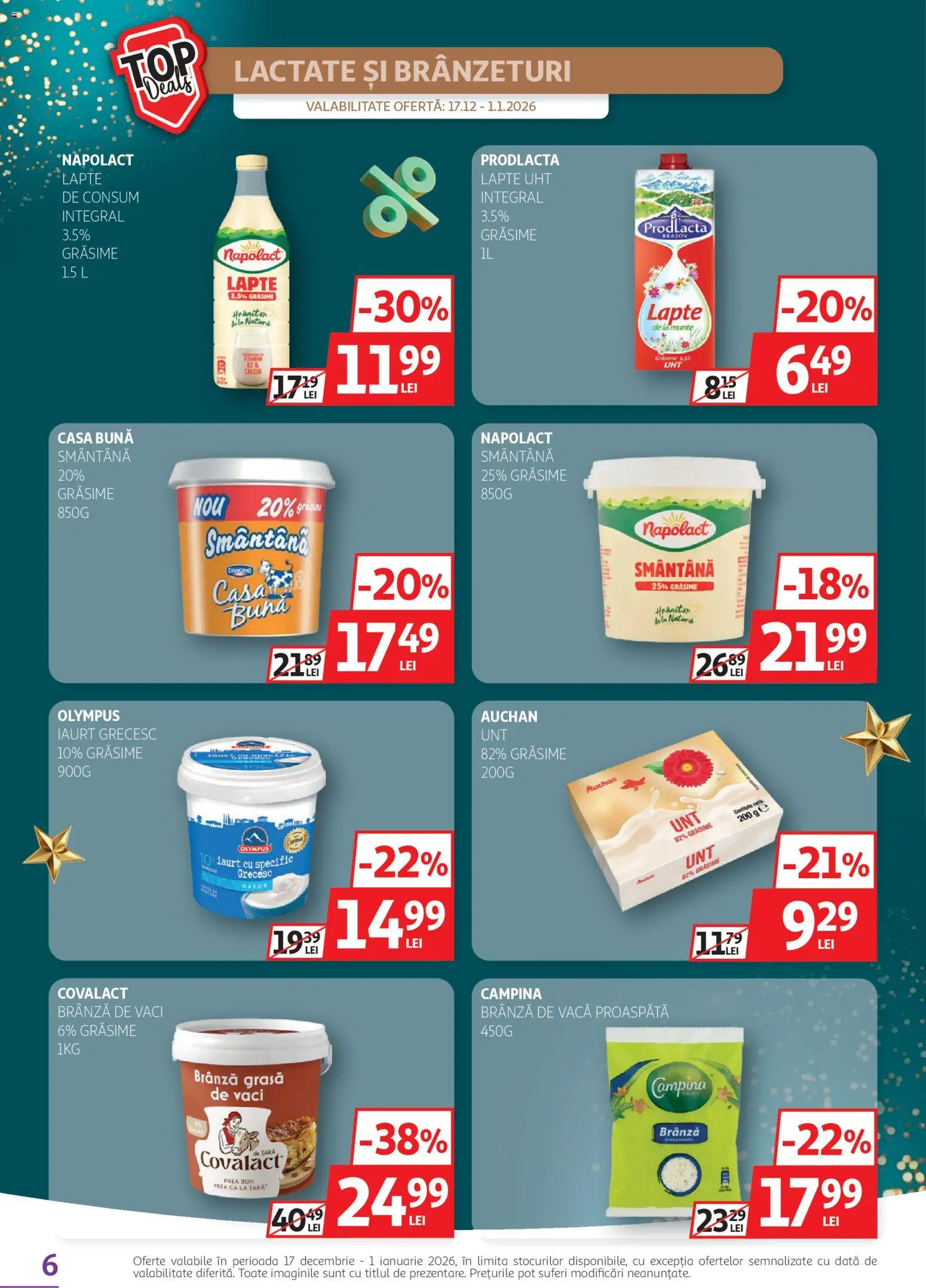 Noul catalog Auchan – valabil de la 17.12.2025 | Pagină: 6 | Produse: Lapte, Brânză, Smântână, Brânză De Vacă