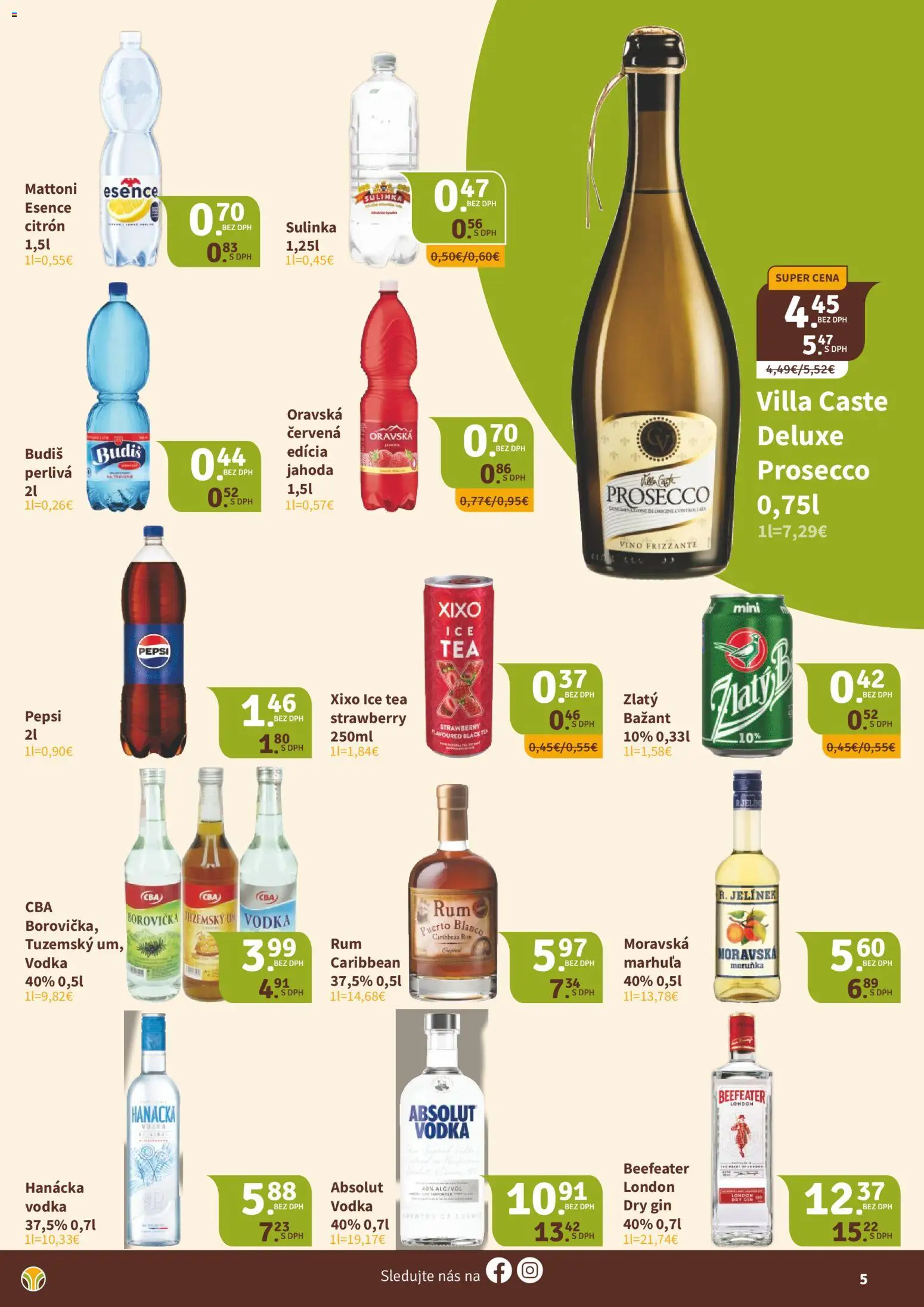 Nové Nitrazdroj akcie – leták je platný od 17.04.2026 | Strana: 5 | Produkty: Víno, Budiš, Gin, Mattoni