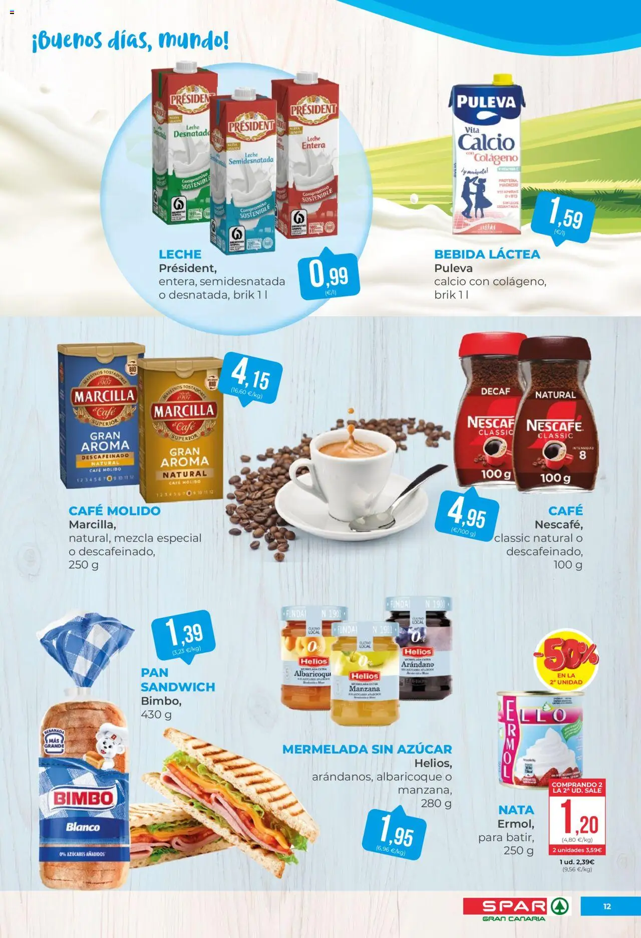 Spar folleto │ válido desde el 22.08.2025 | Página: 12 | Productos: Leche, Café, Café molido, Αποφλοιωτής σκόρδου