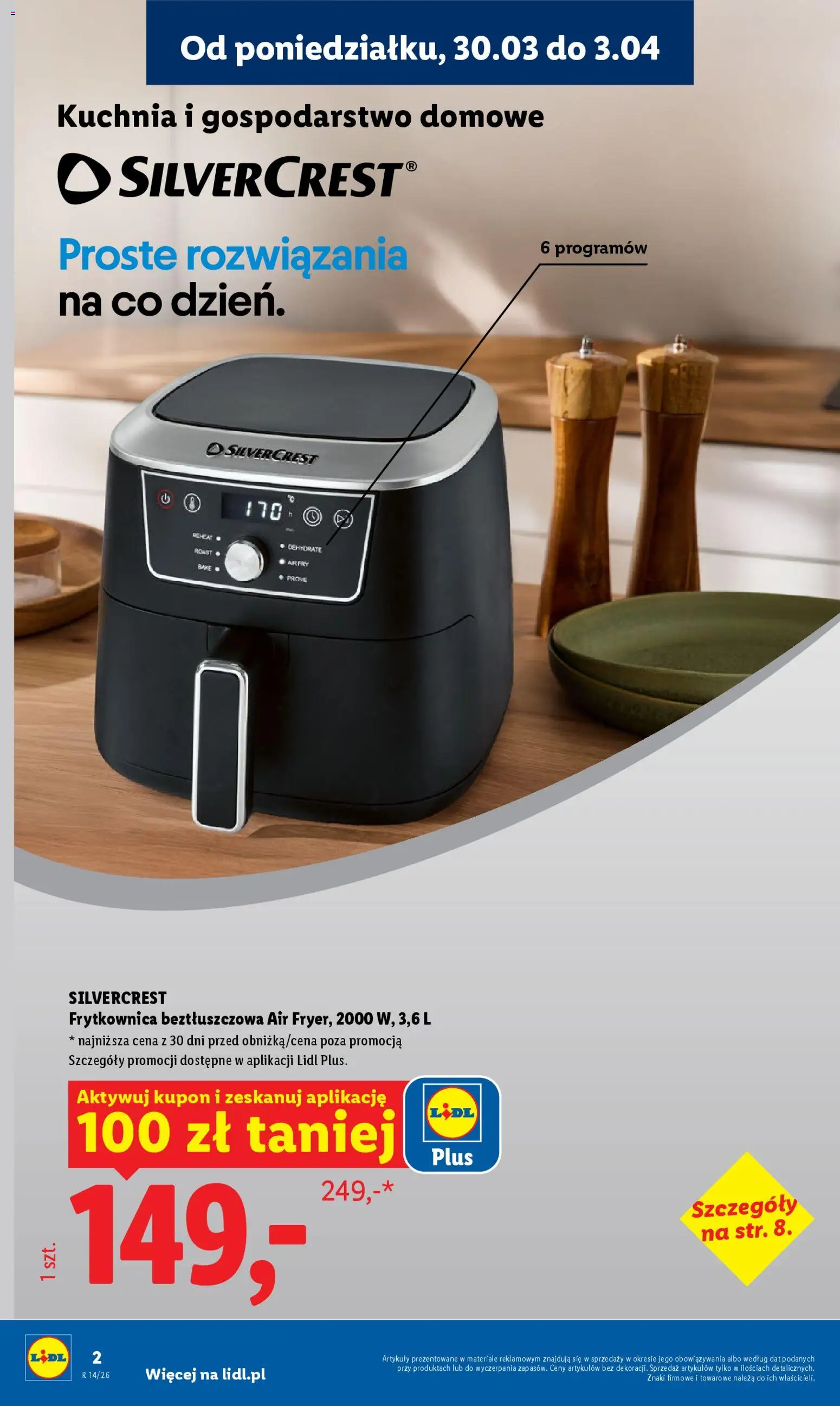 Lidl Katalog od 30.03.2026 | Strona: 2 | Produkty: Frytkownica, Frytkownica beztłuszczowa
