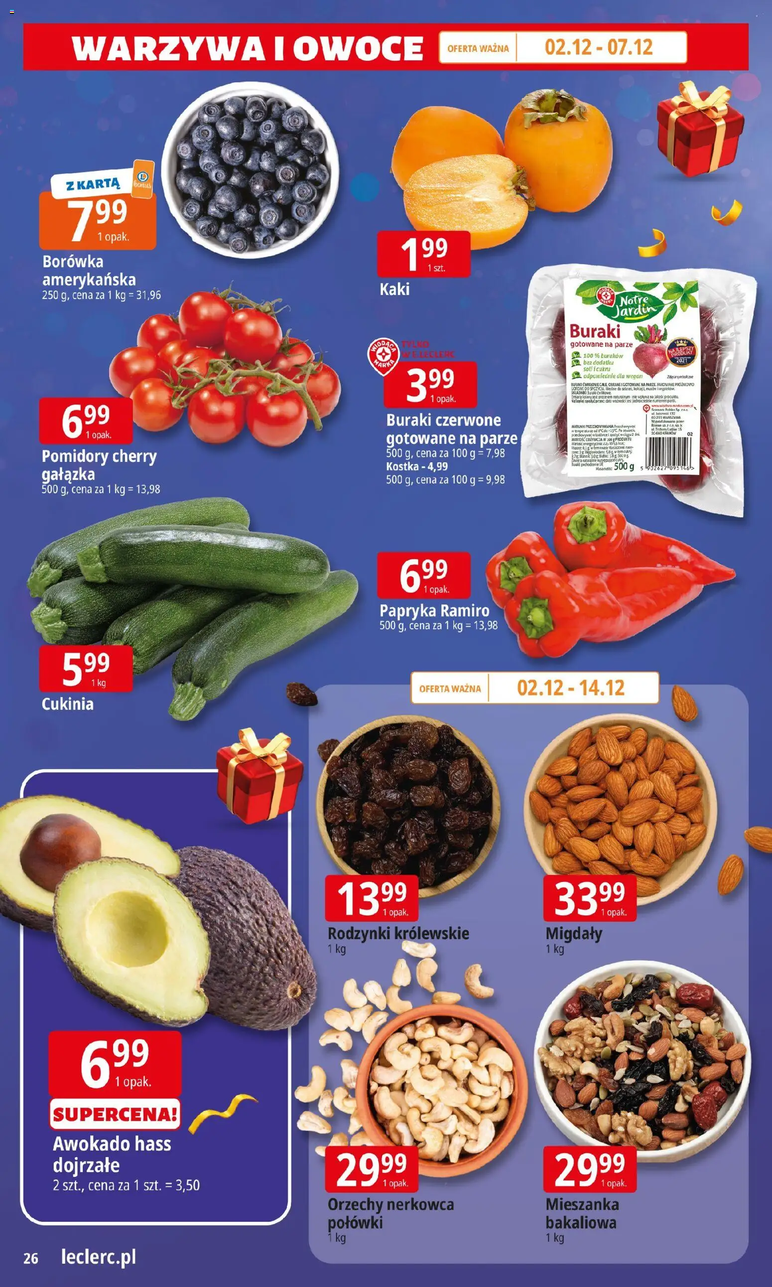 E.Leclerc Gazetka - Warszawa Bielany prezenty od 02.12.2025 | Strona: 26 | Produkty: Kaki, Papryka, Pomidory, Warzywa