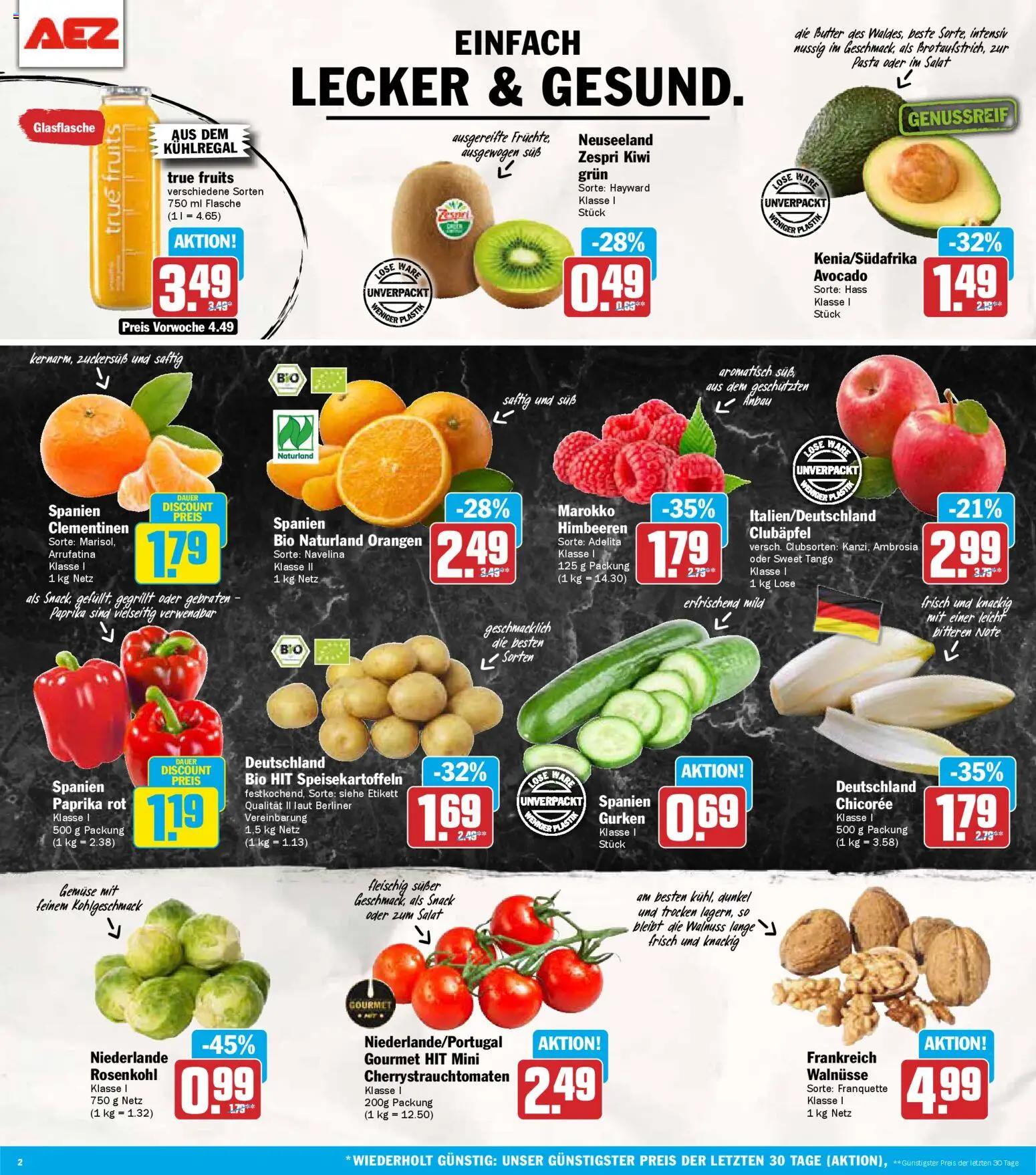 AEZ Prospekt 	 – gültig ab 03.11.2025 | Seite: 2 | Produkte: Walnüsse, Avocado, Gemüse, Pasta