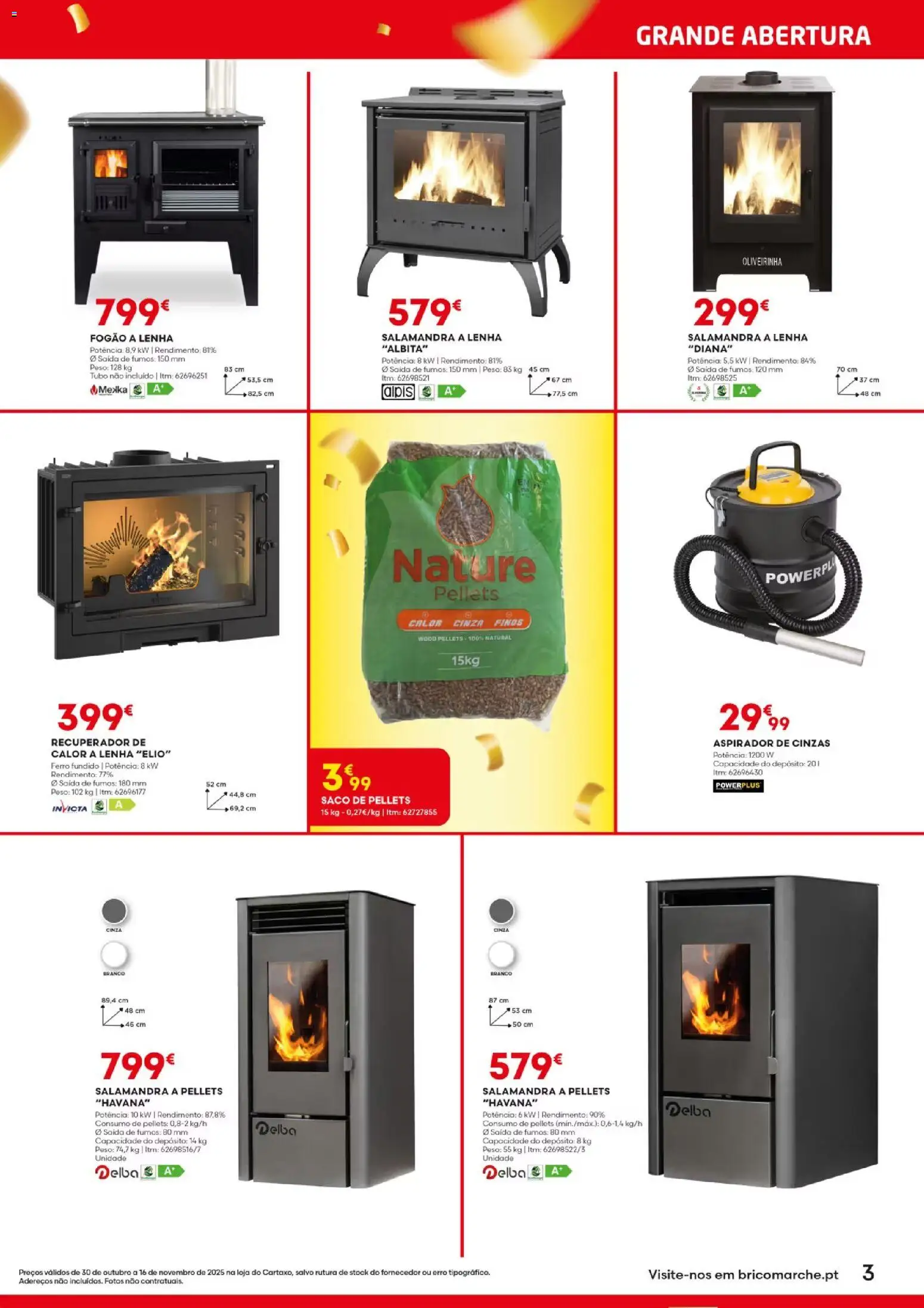BricoMarché - Folheto Abertura Cartaxo │ válido de 30.10.2025 | Página: 3 | Produtos: Fogão, Ferro, Aspirador, Aspirador de cinzas