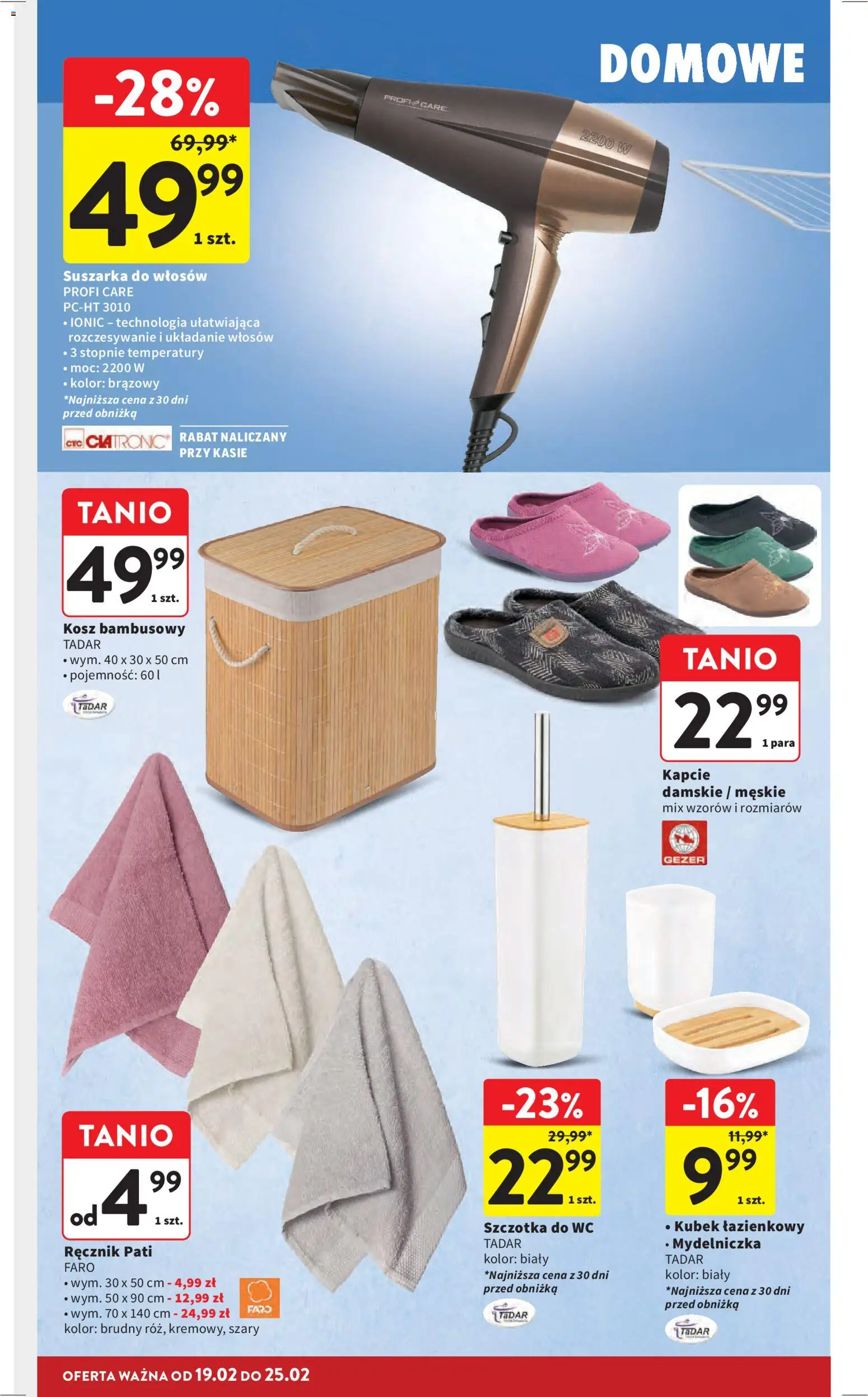 Intermarche Gazetka od 19.02.2026 | Strona: 40 | Produkty: Kapcie, Suszarka, Suszarka do włosów, Szczotka