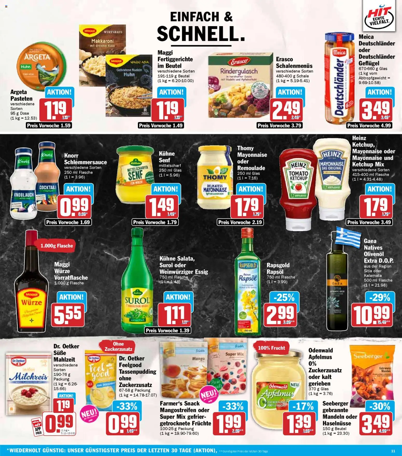 HIT - Rheinland-Pfalz – gültig ab 03.11.2025 | Seite: 11 | Produkte: Olivenol, Mayonnaise, Nudeln, Erasco