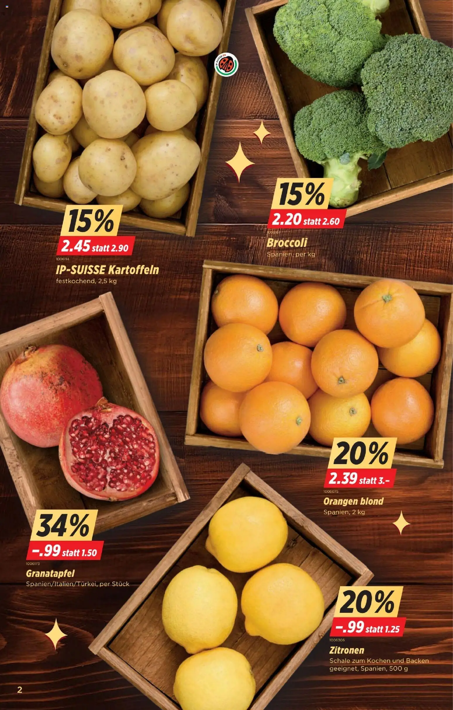 Denner Aktionen – gültig ab 18.11.2025 | Seite: 2 | Produkte: Kammerjunker, Granatapfel, Orangen, Kartoffeln