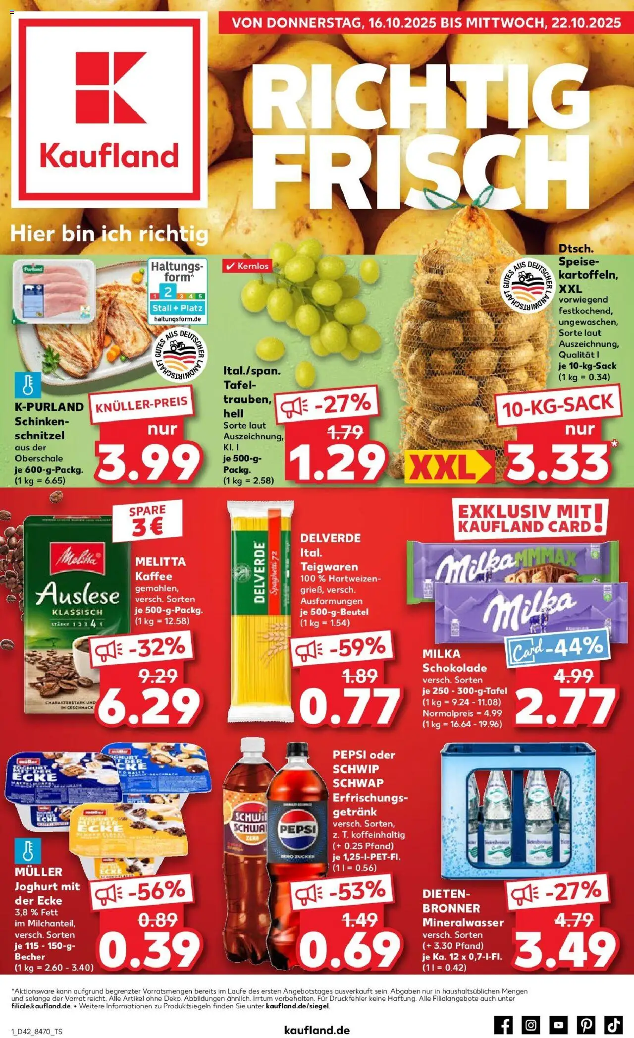 Kaufland prospekt Ehingen (Donau)	 – gültig ab 15.10.2025 | Seite: 1 | Produkte: Schwip schwap, Milka, Pepsi, Schinken