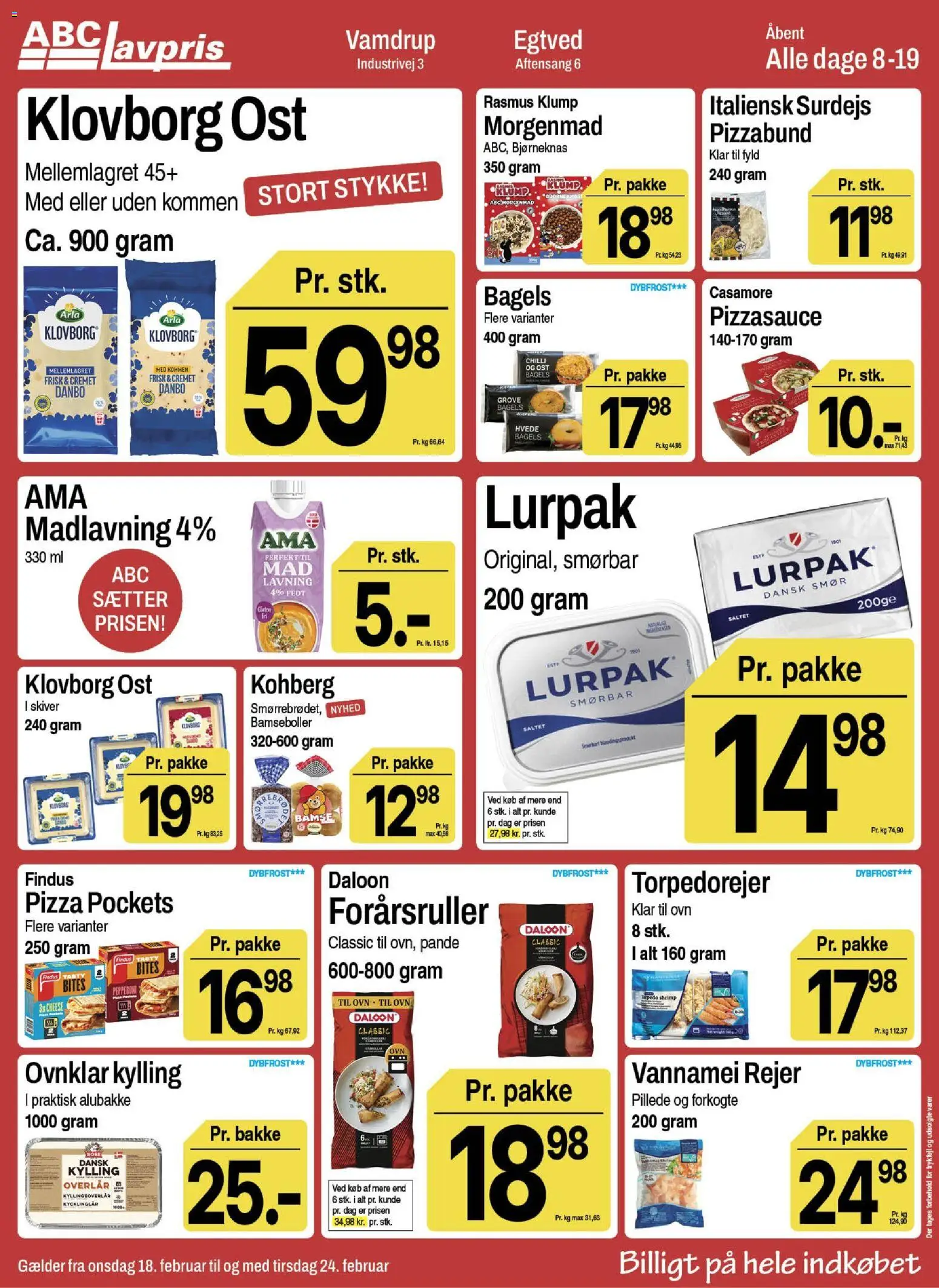Abc Lavpris tilbudsavis – gyldig fra 18.02.2026 | Side: 7 | Produkter: Smør, Ost, Pizza, Rejer