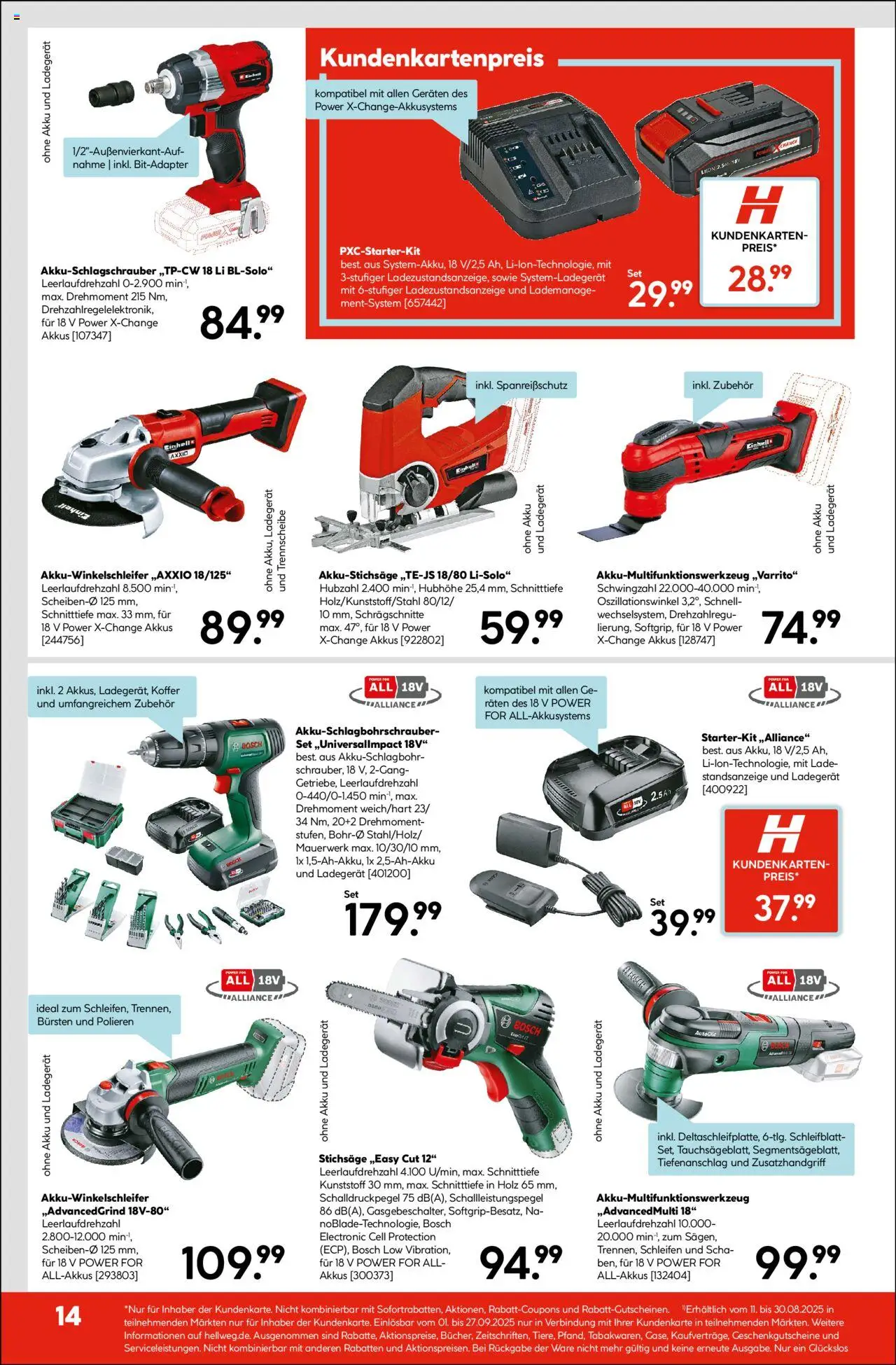 Hellweg Prospekt 	 - gültig ab dem 18.08.2025 | Seite: 14 | Produkte: Bosch, Koffer, Ladegerät