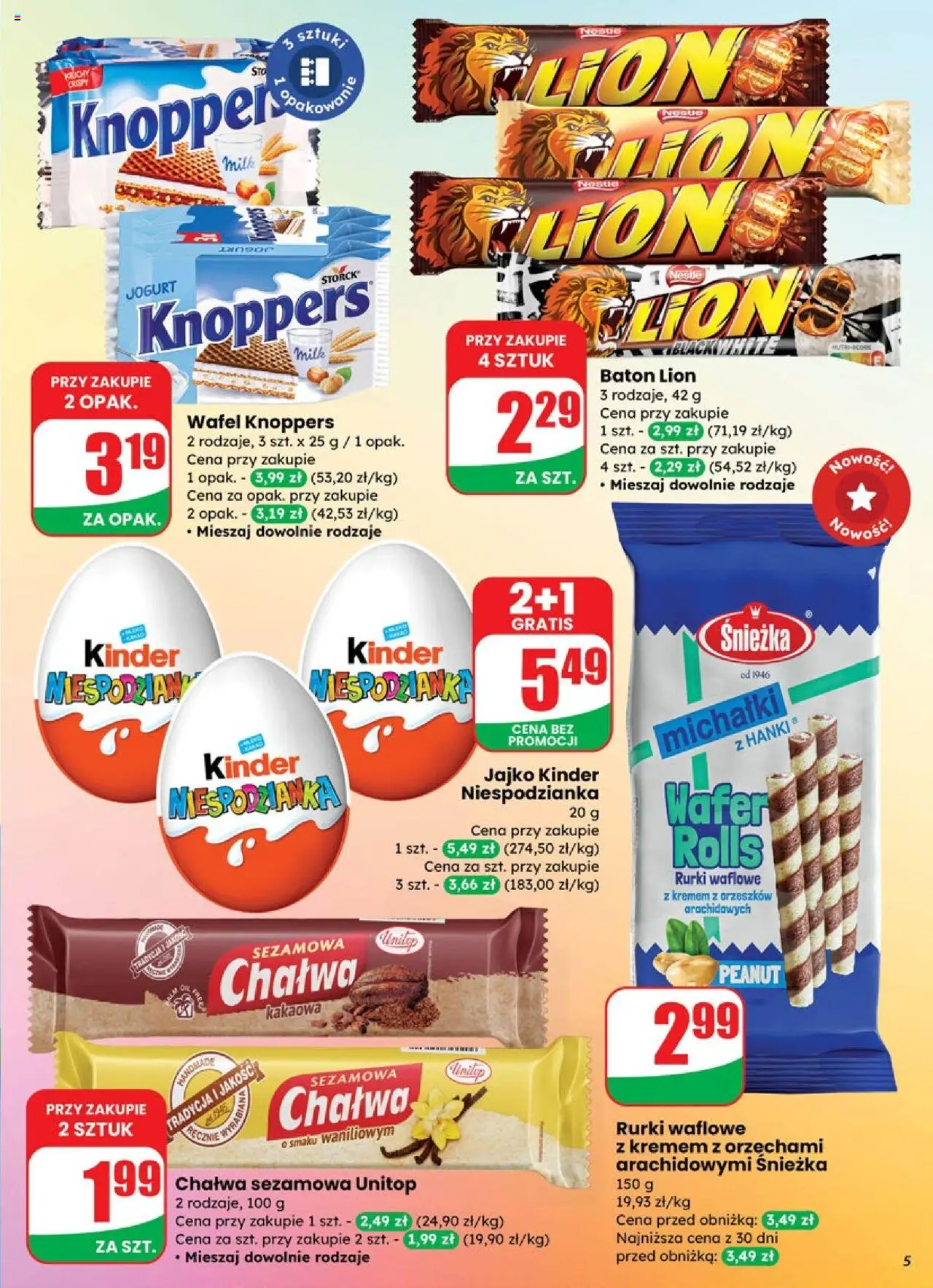 Dino Gazetka od 08.10.2025 | Strona: 5 | Produkty: Knoppers, Baton, Jogurt, Rurki waflowe