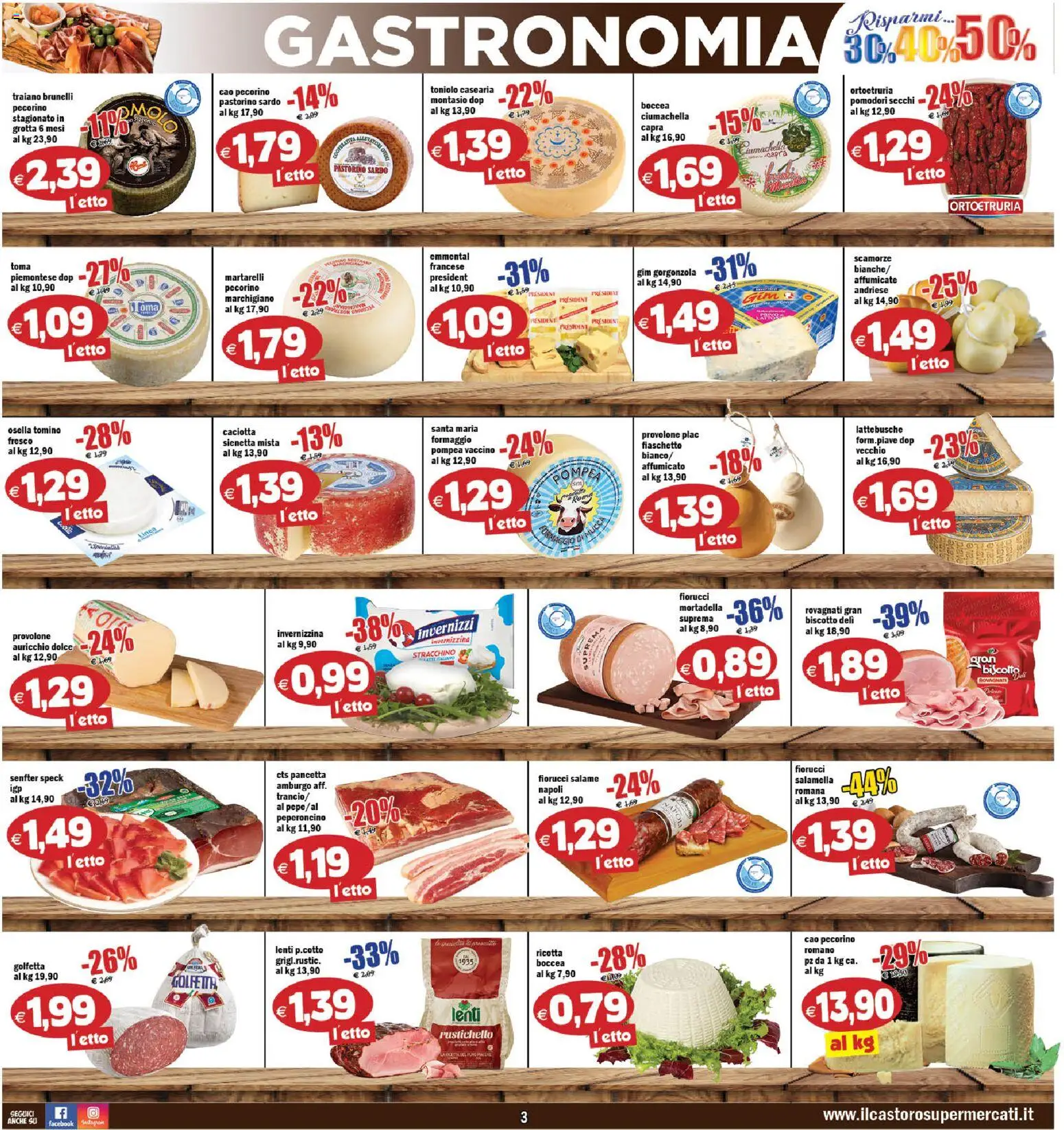 Volantino Il Castoro del 07.11.2025 | Pagina: 3 | Prodotti: Provolone, Salame, Stracchino, Pecorino Romano