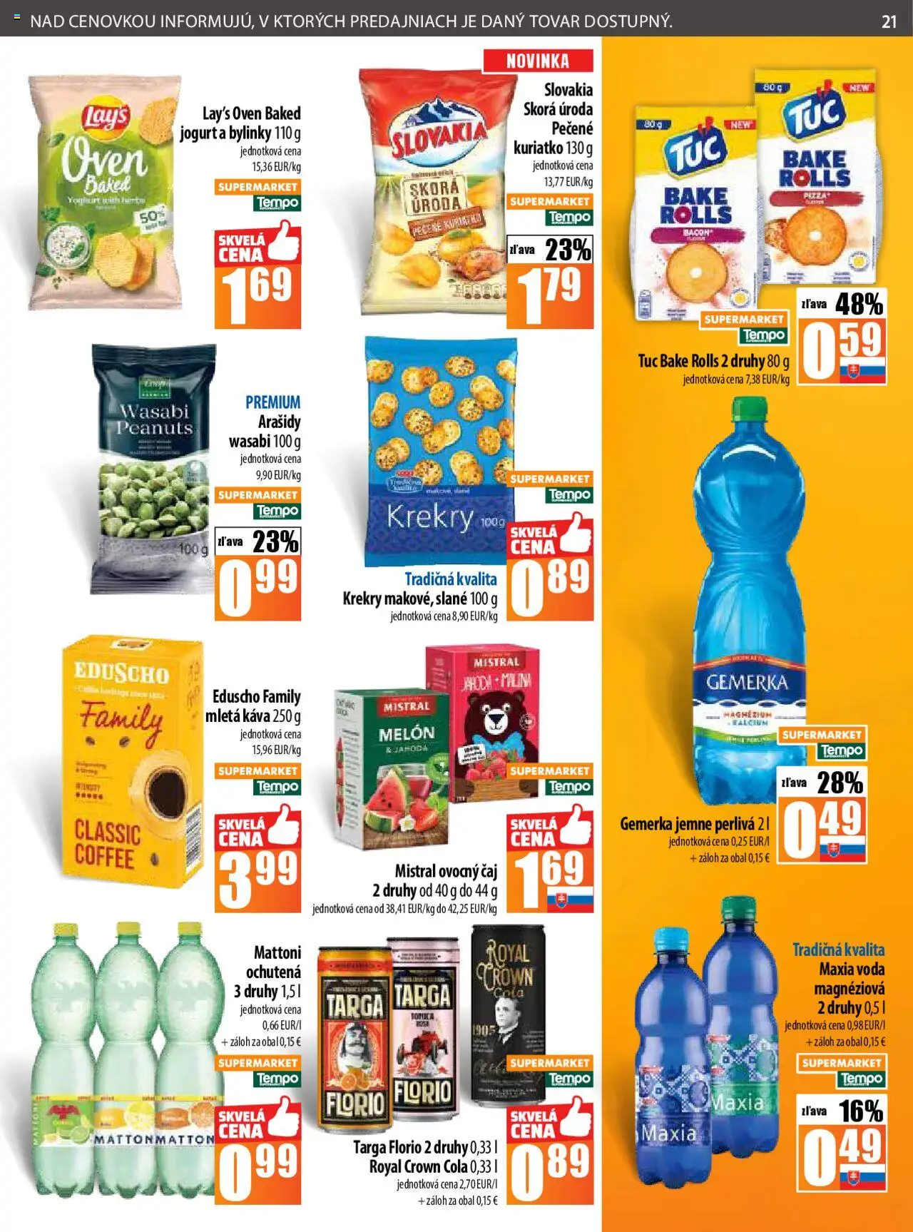 COOP Jednota leták │ platný od 21.08.2025 | Strana: 21 | Produkty: Jogurt, Káva, Voda, Cola